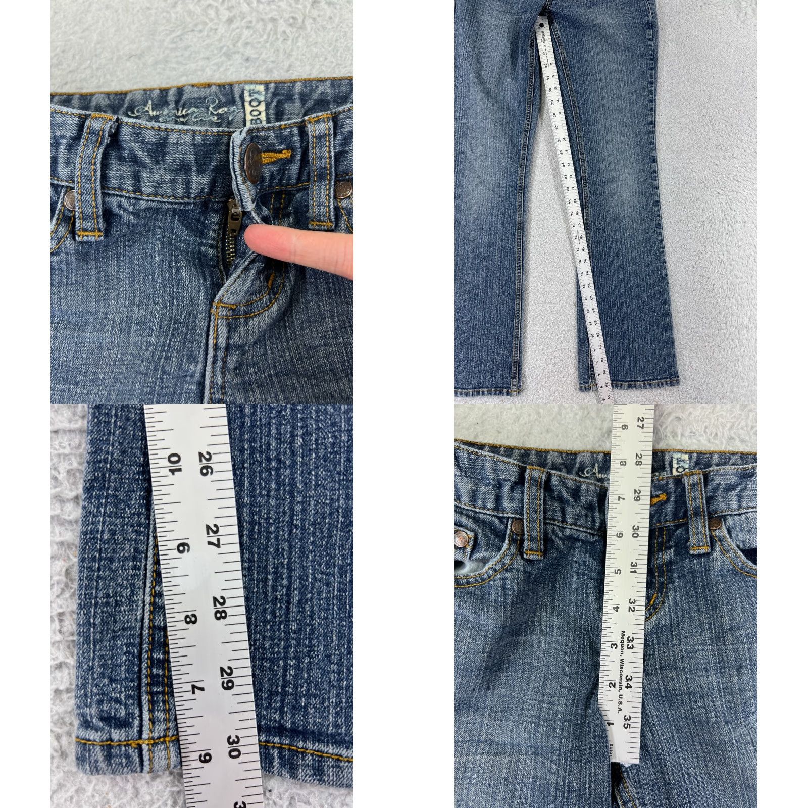 Vintage American Rag Cie Jeans Womens 5 Blue Denim Bootcut Low Rise 27x28 Cotton Blend 5-Pocket Design Size 27" / US 4 / IT 40 - 8 Thumbnail