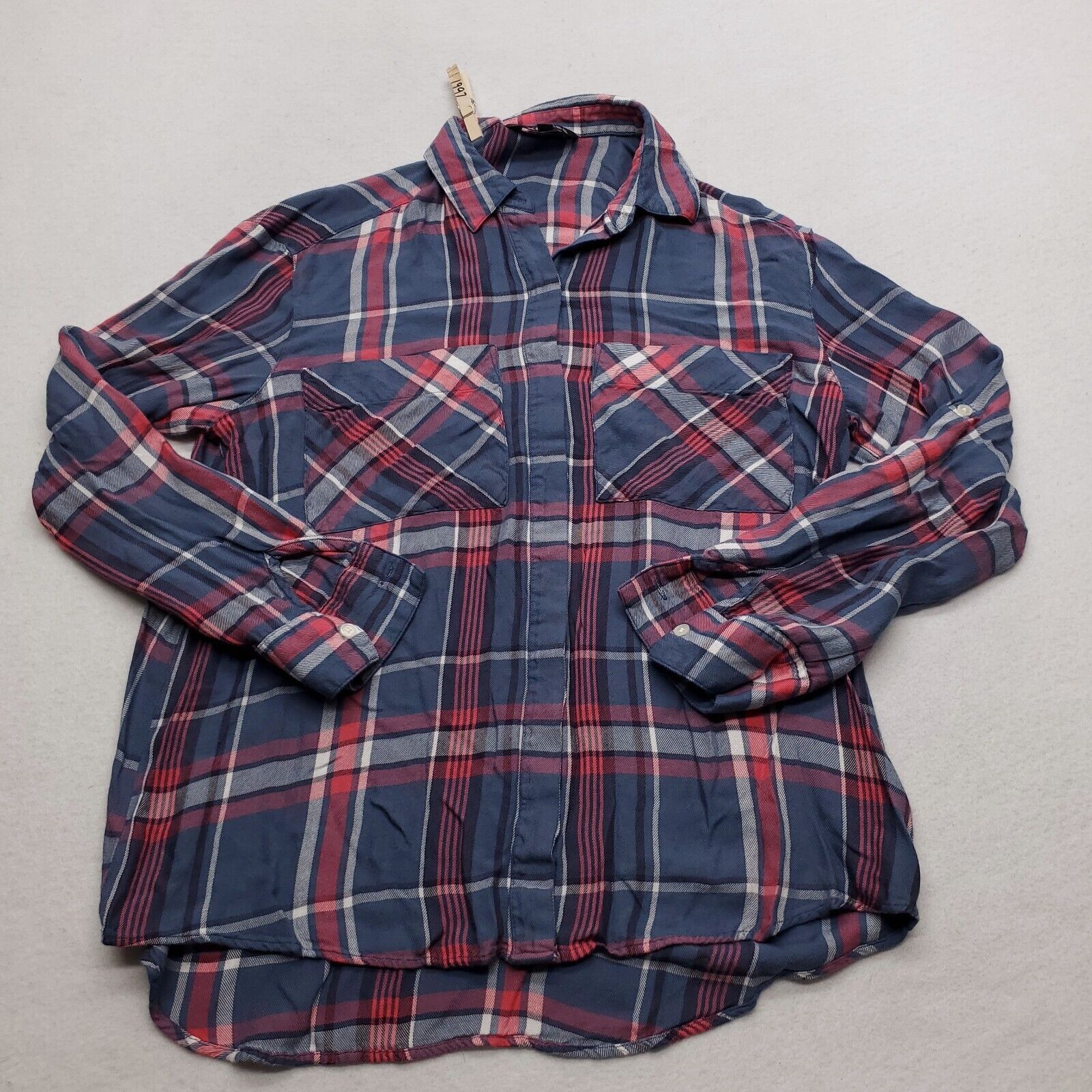 Express Express Casual Button Up Shirt Womens Size Small S Blue Red Size S / US 4 / IT 40 - 2 Thumbnail
