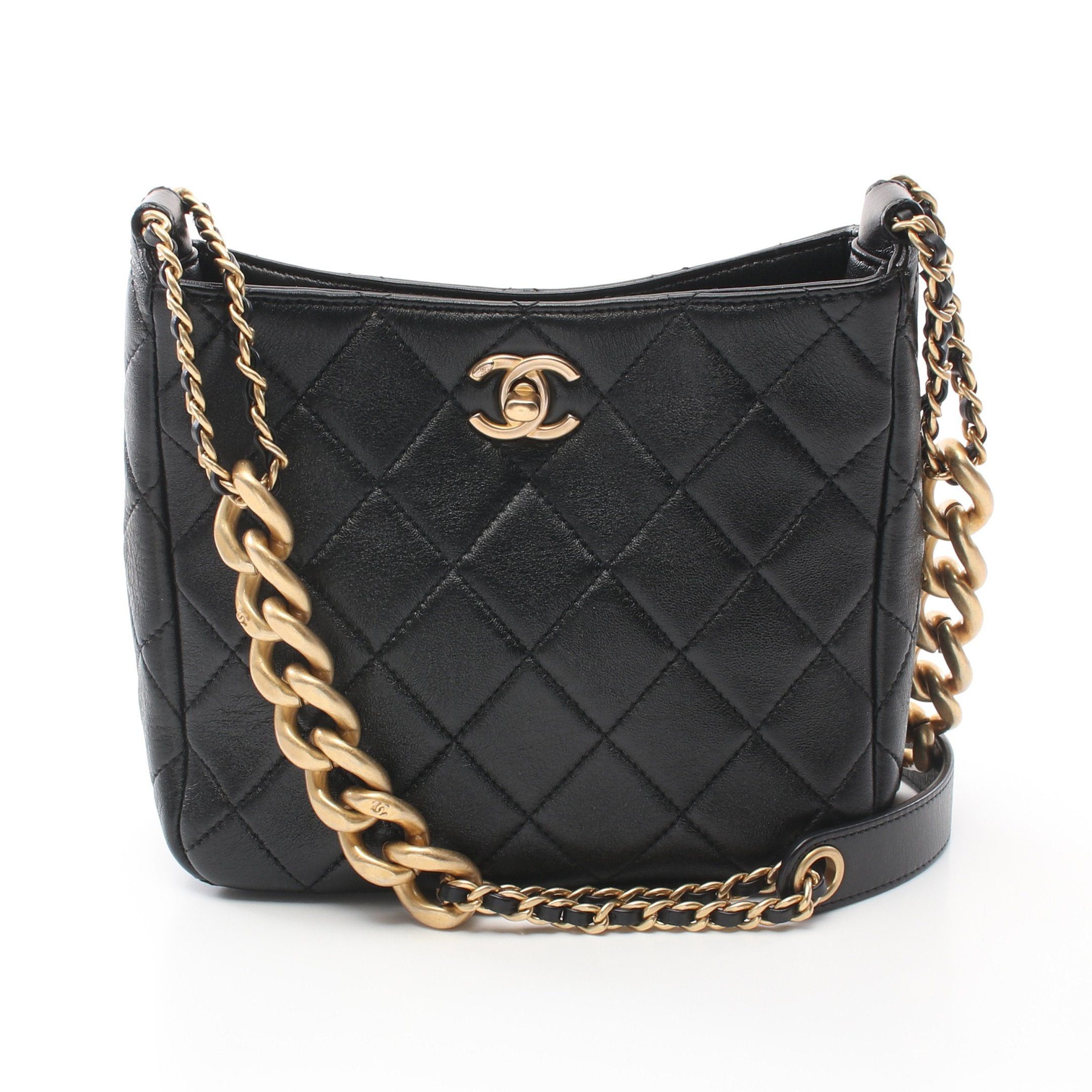 Chanel Chanel Matelasse Small Hobo Bag Chain Shoulder Lambskin Black Gold Hardware Size ONE SIZE - 1 Thumbnail
