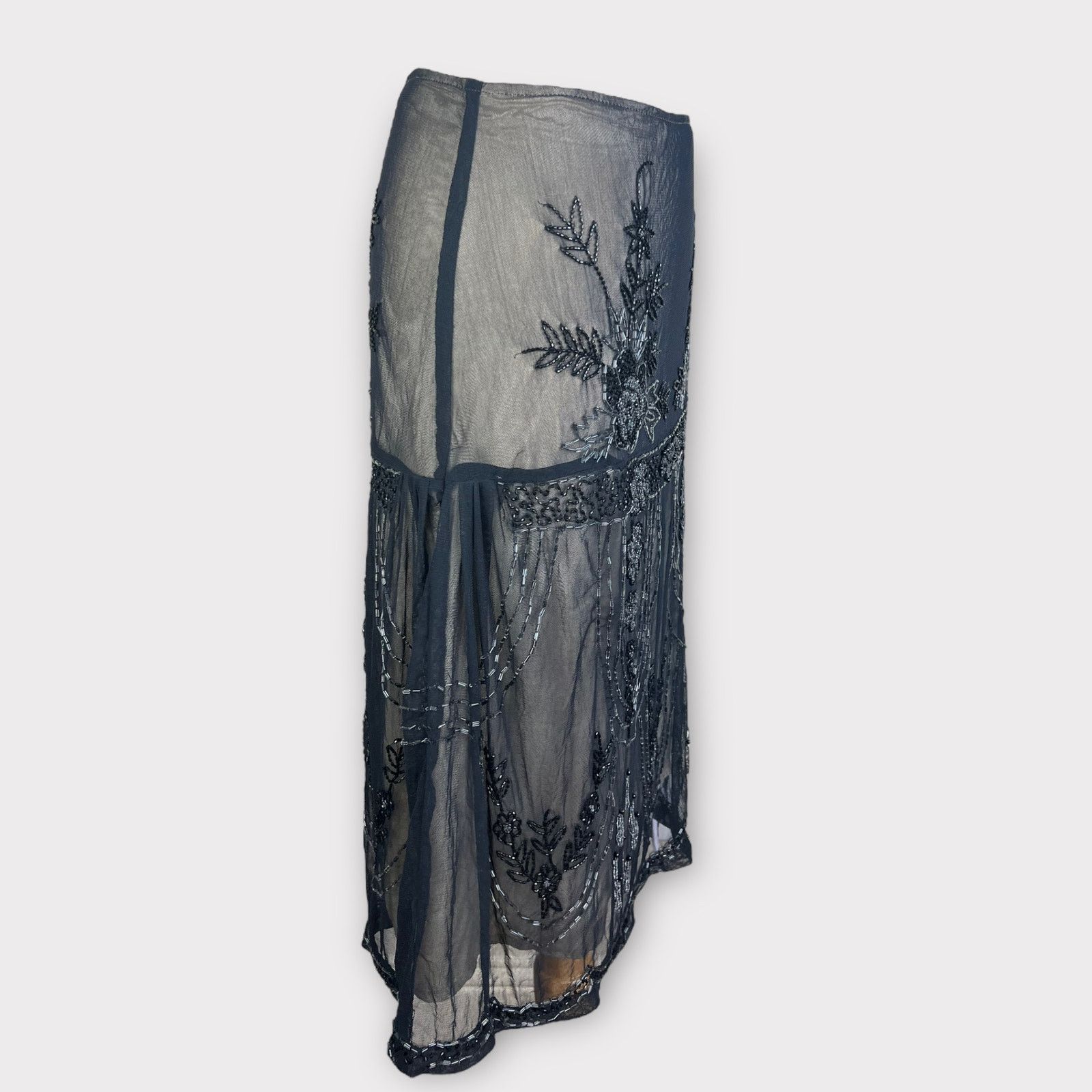 Vintage Heart Moon Star | Vintage Y2K Beaded Black/Gold Skirt | 2 Size 26" / US 2 / IT 38 - 2 Thumbnail