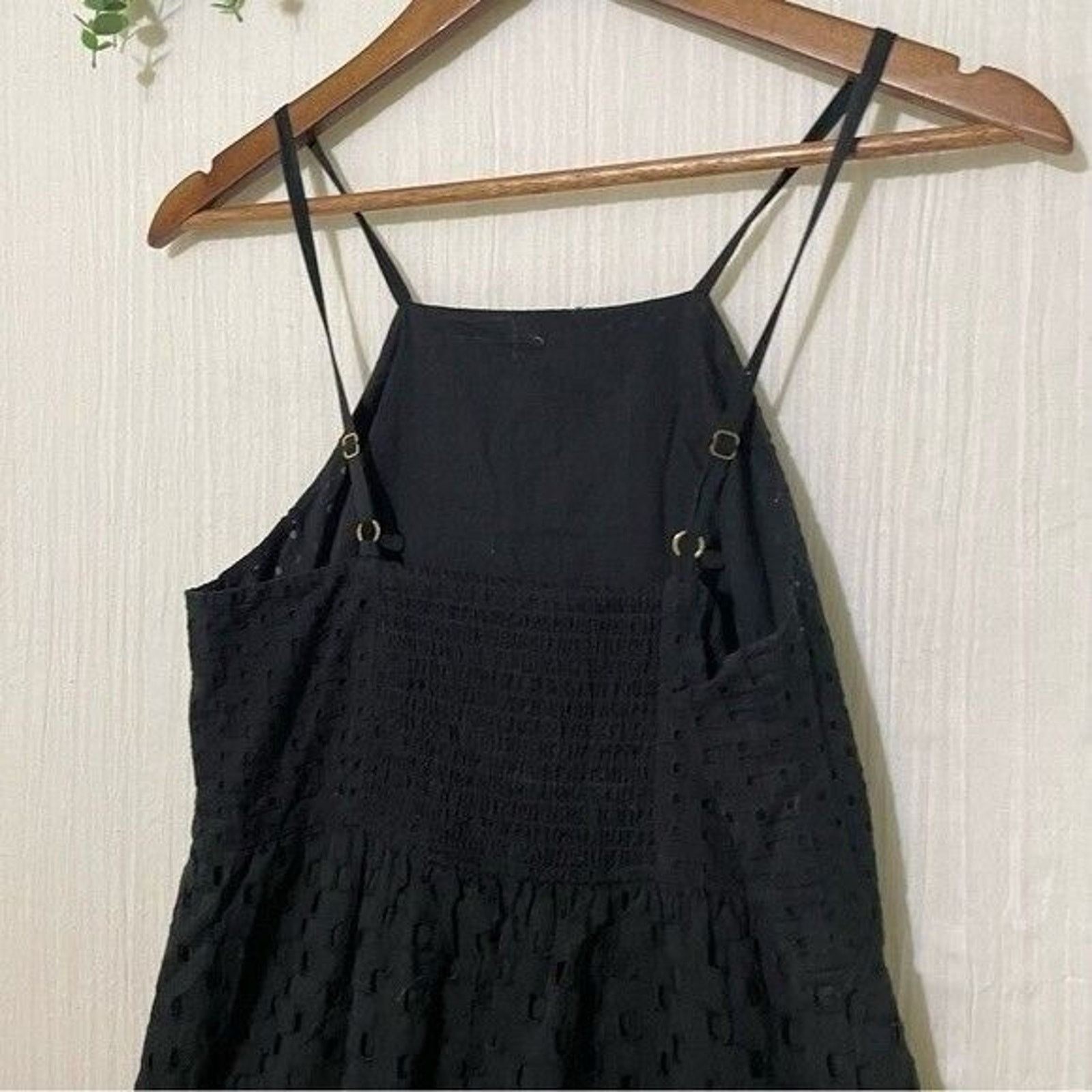 Loft Loft Black Eyelet Midi Dress 2 Petite Cotton Tiered Size XS / US 0-2 / IT 36-38 - 6 Thumbnail