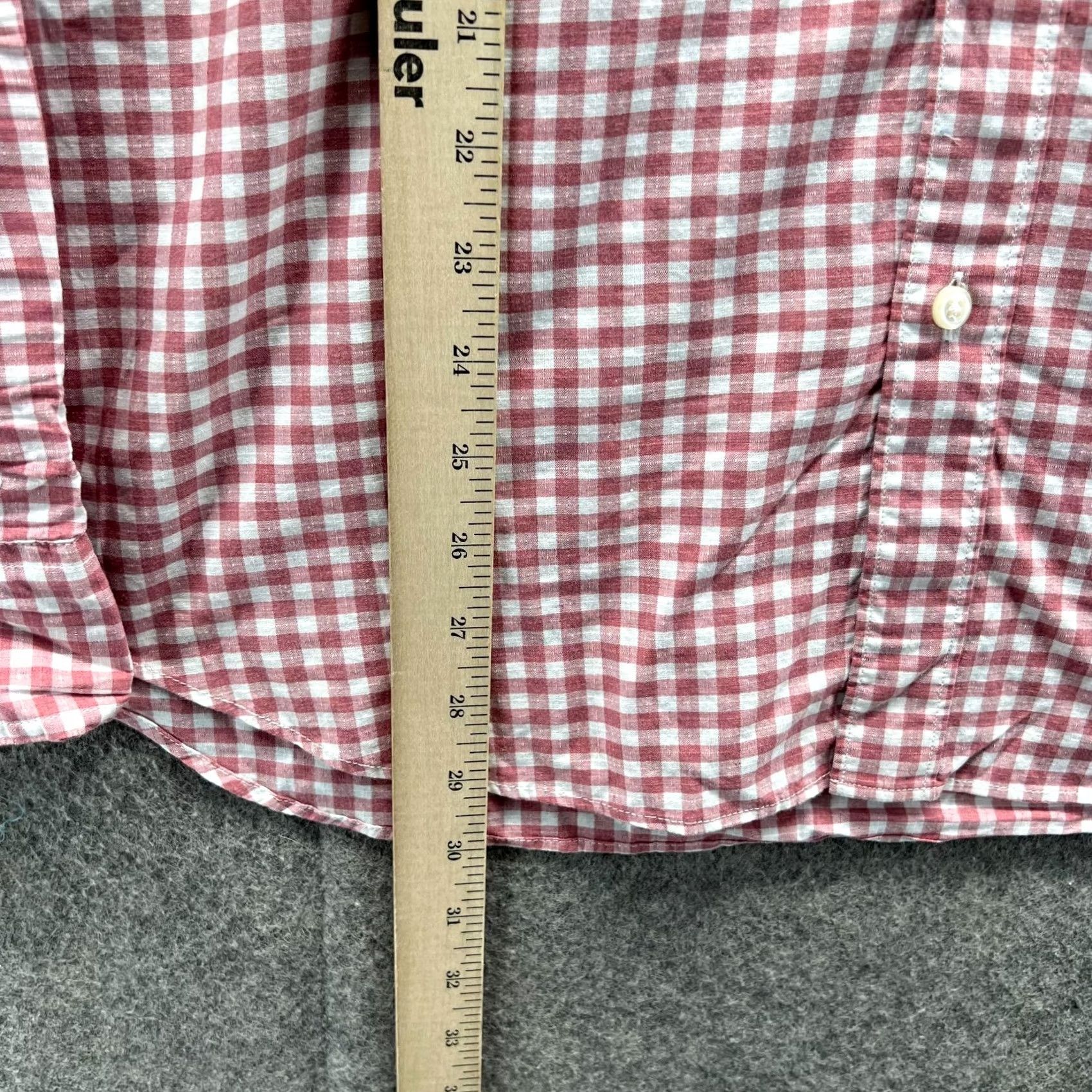 J.Crew VINTAGE J.CREW Shirt Mens Medium Red White Button Down Stretch Slim Fit Windowpane Check Size US M / EU 48-50 / 2 - 4 Thumbnail