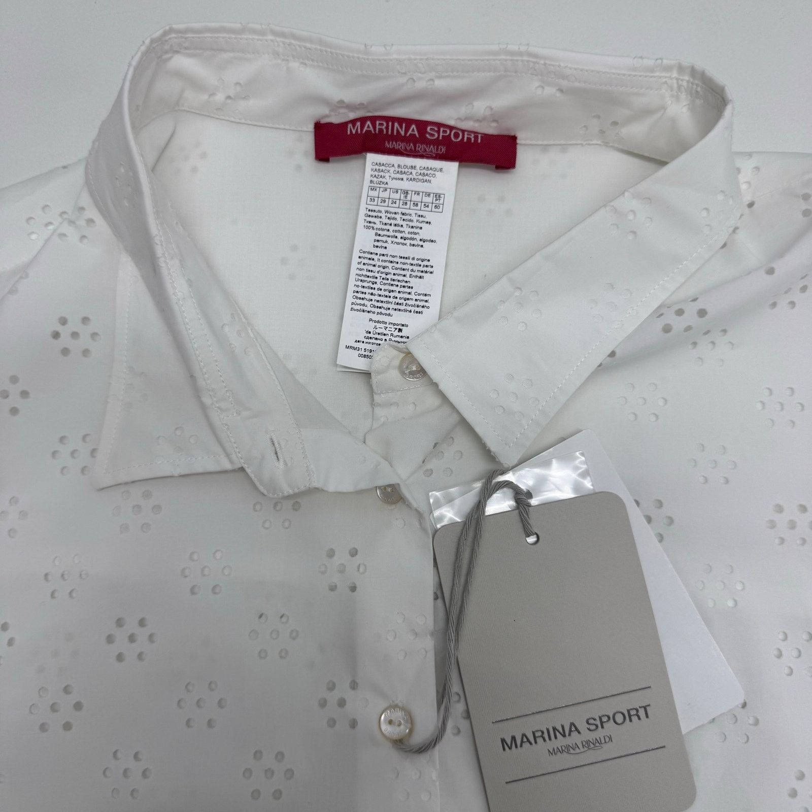 Marina Rinaldi Marina Rinaldi Cotton Poplin Eyelet Button Up Shirt Plus 24 Size 4XL / US 24-26 - 7 Thumbnail