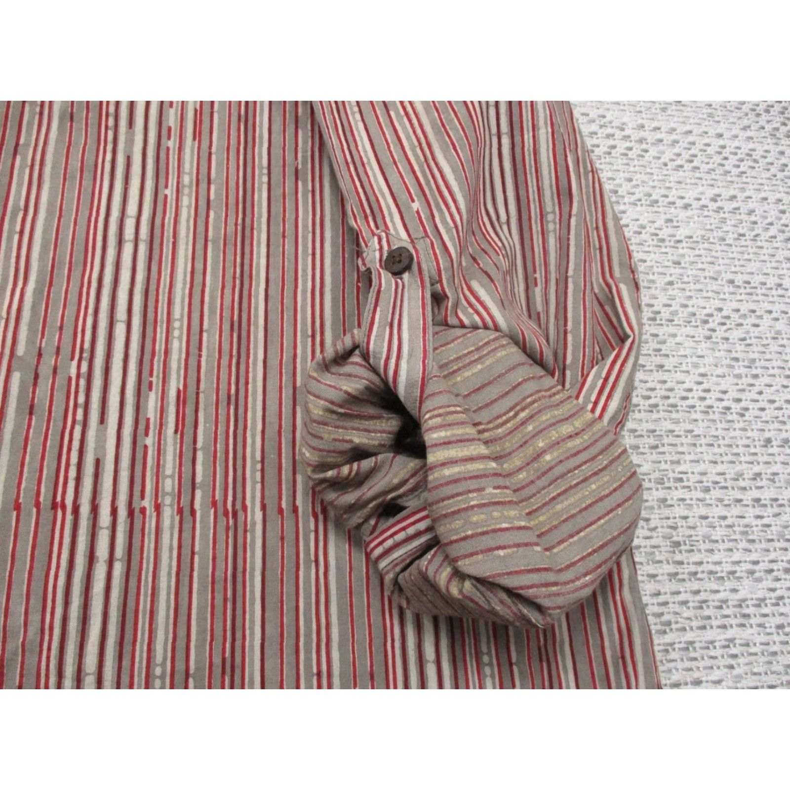 Vintage Fabindia Shirt Mens 40 Long Sleeve Button Up Band Collar Roll Up Sleeves New Size US L / EU 52-54 / 3 - 7 Thumbnail
