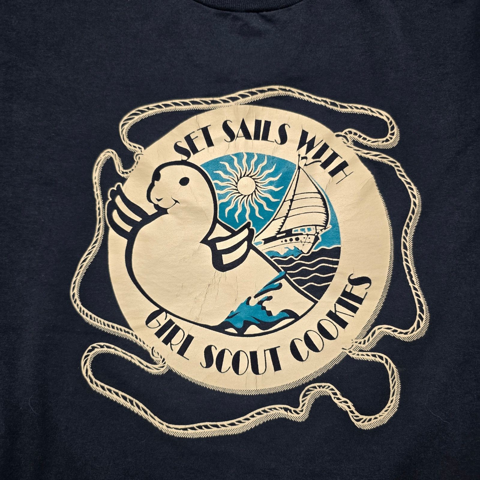 Vintage Vintage Girl Scout Set Sail With Girl Scout Cookies Blue Tee Size M / US 6-8 / IT 42-44 - 2 Thumbnail