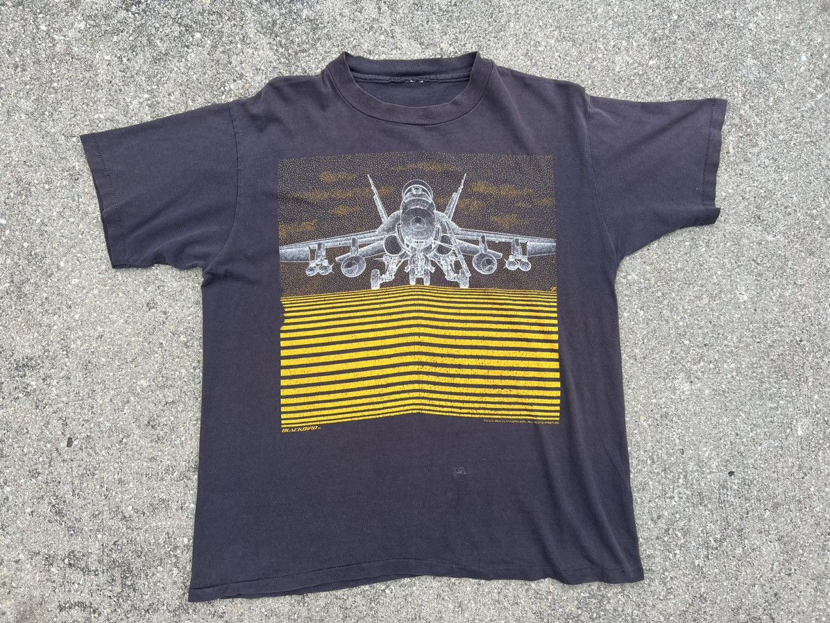 Vintage 1988 Blackbird F/A-18 Hornet Sun Faded Black t shirt