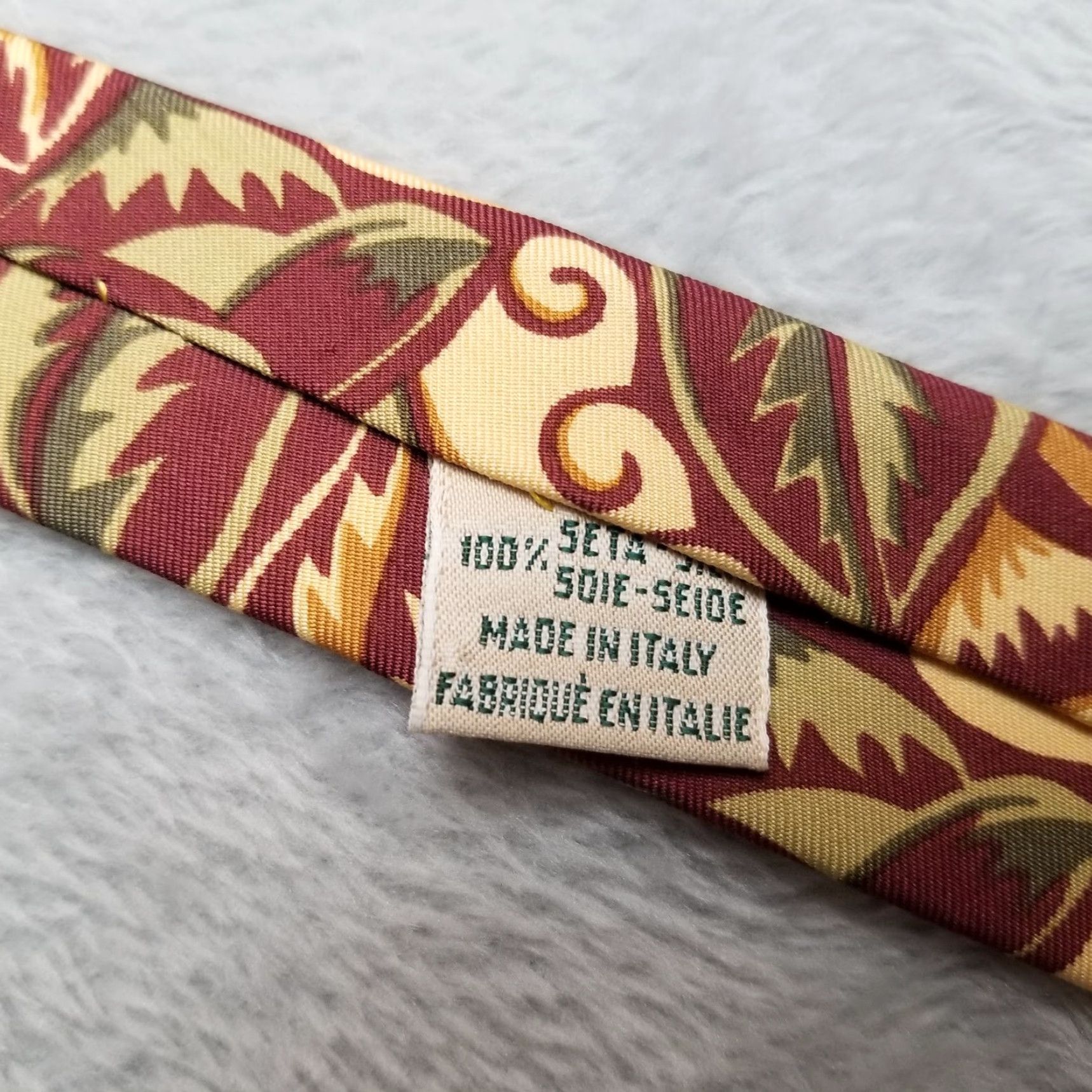 Joseph Abboud VINTAGE Joseph Abboud Tie Mens Red Green Floral 100% Silk Made in Italy Classic 57" Mens One Size Silk Floral Red Green Beige Gold Classic Mens Size ONE SIZE - 5 Thumbnail