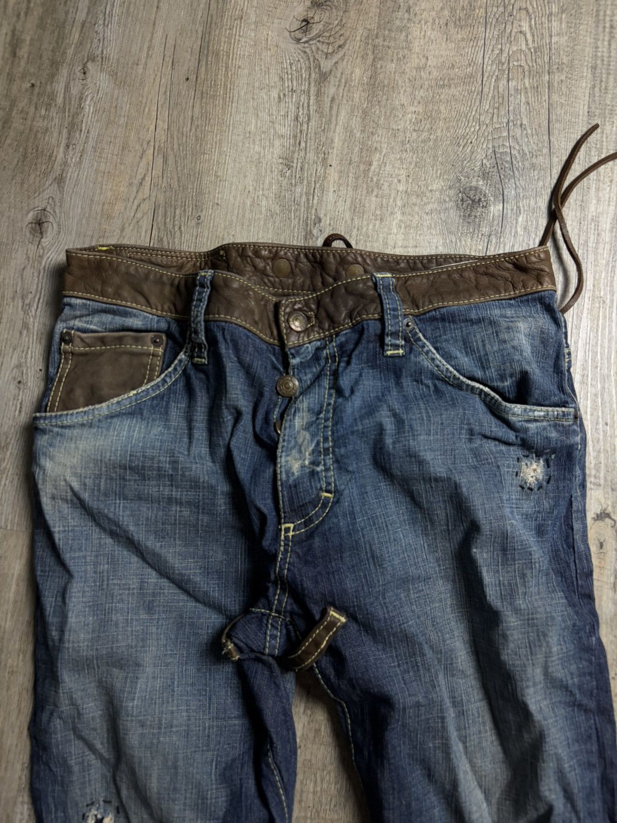 Dsquared2 2006 dsquared leather waist denim jeans Size 28" / US 6 / IT 42 - 6 Thumbnail