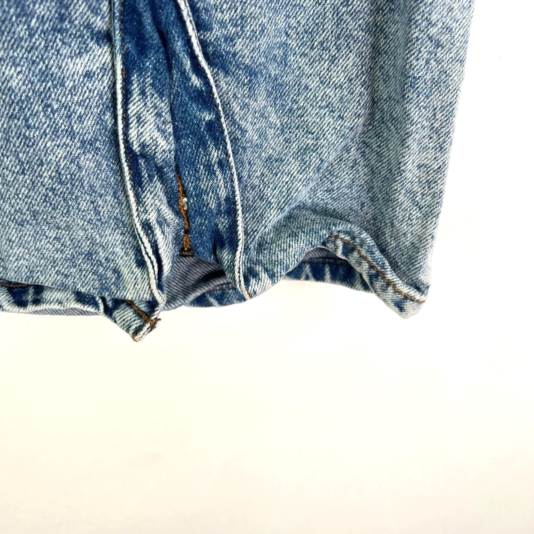Bdg BDG Denim Skirt Womens M 28X18 Blue Mini Short Stretch Waist 90s Bohemian Barbi Logo Pattern Solid Cotton Denim Vintage No Size 32" / US 10 / IT 46 - 3 Thumbnail