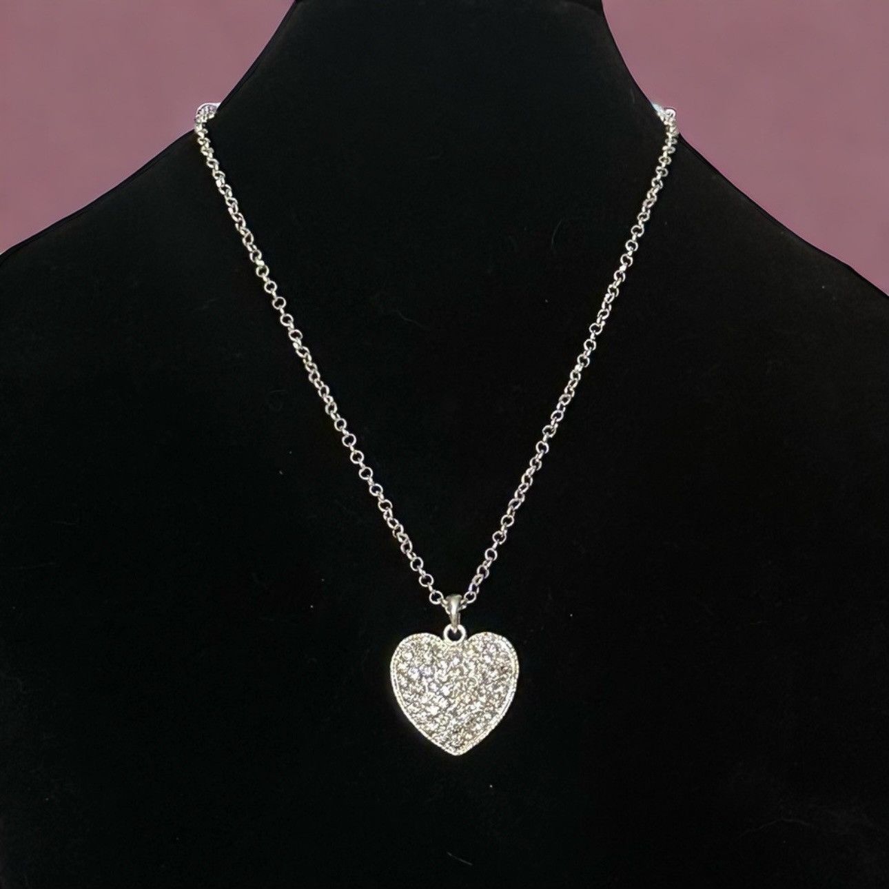 Other Paved rhinestone heart pendant necklace Size ONE SIZE - 1 Thumbnail