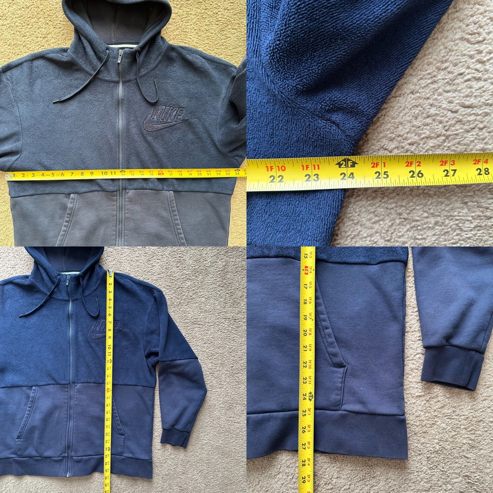 Nike Nike Hoodie Mens Large Full Zip Fleece Sweatshirt Blue Pockets Stain Size US L / EU 52-54 / 3 - 8 Thumbnail