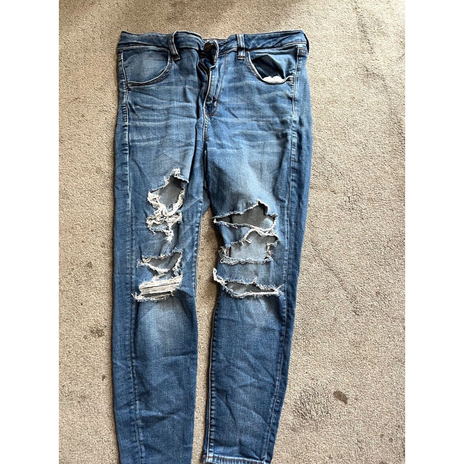 American Eagle Outfitters American Eagle Blue Next Level Stretch Hi-Rise Jegging Jeans Size 14 Short Womens Pants Very Good Condition Size 36" / US 14 / IT 50 - 3 Thumbnail