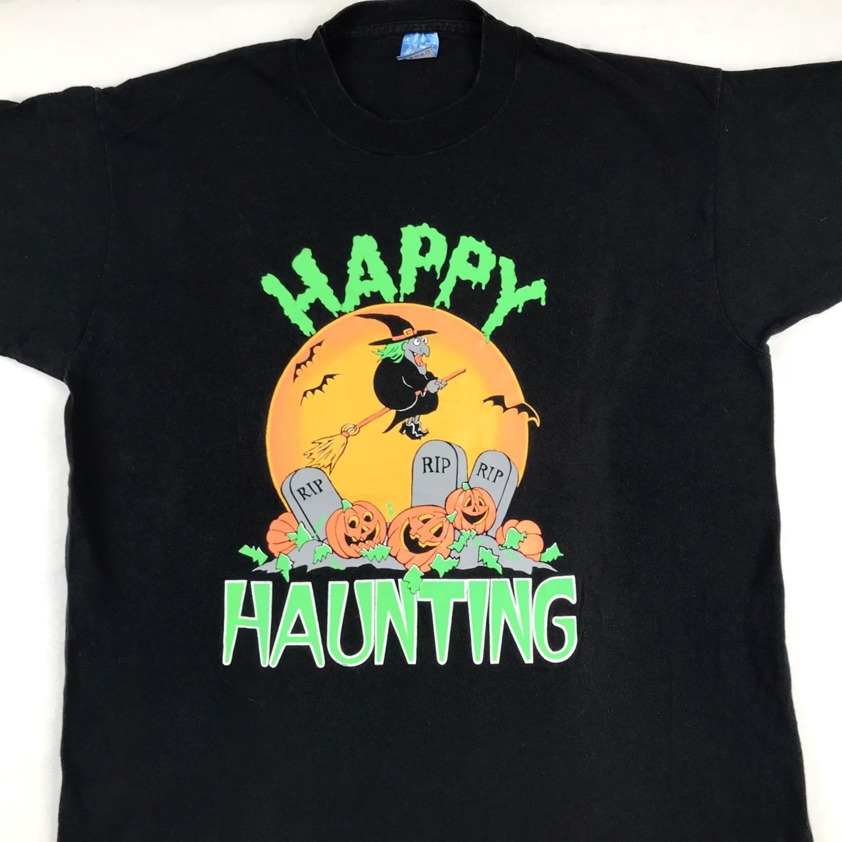 Vintage VINTAGE 90s HAPPY HAUNTING T-Shirt LARGE witch single stitch 80s Mens Size US L / EU 52-54 / 3 - 5 Thumbnail