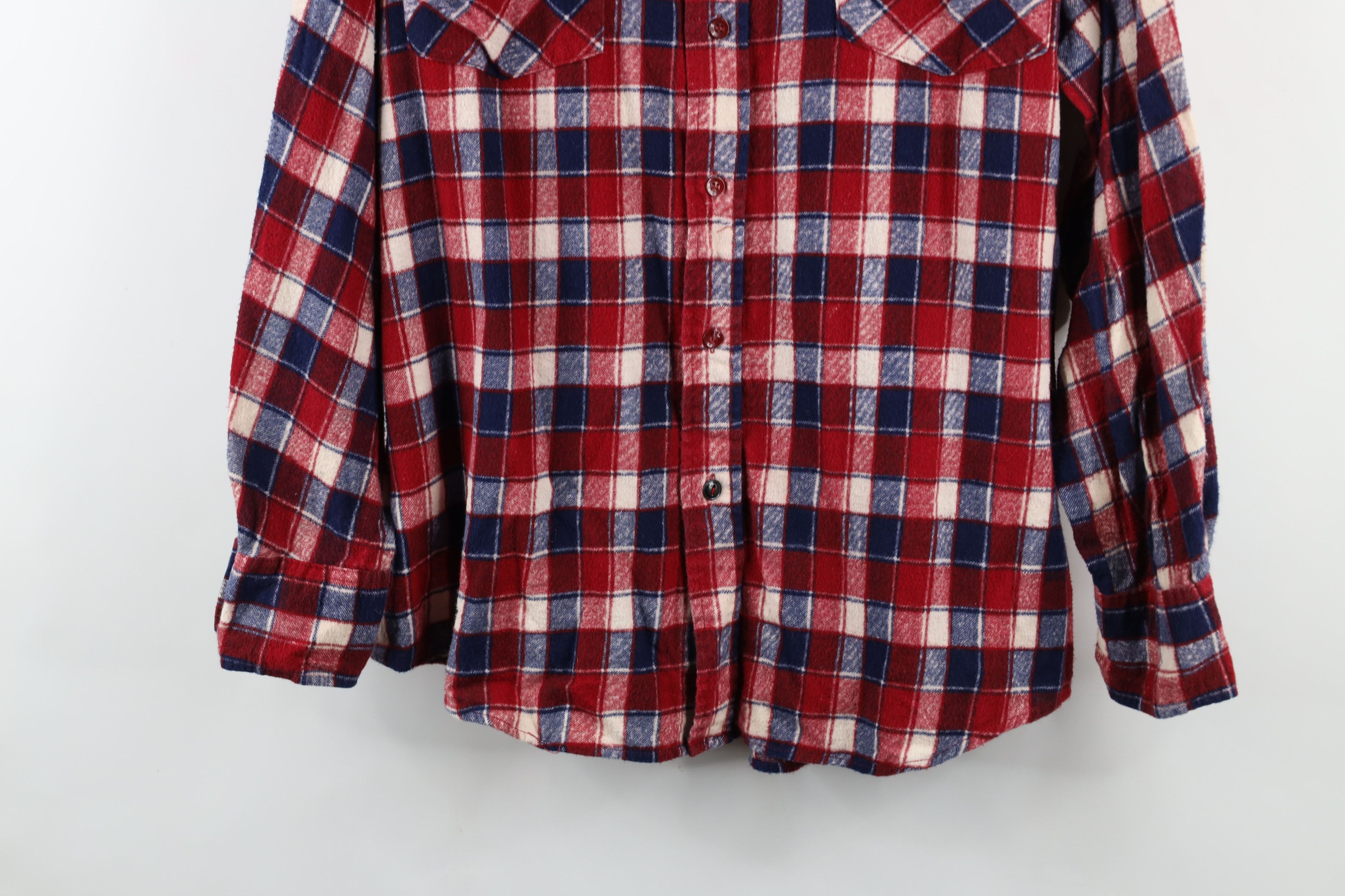 Vintage Vintage 70s Streetwear Collared Button Shirt Red Plaid Size US L / EU 52-54 / 3 - 3 Thumbnail