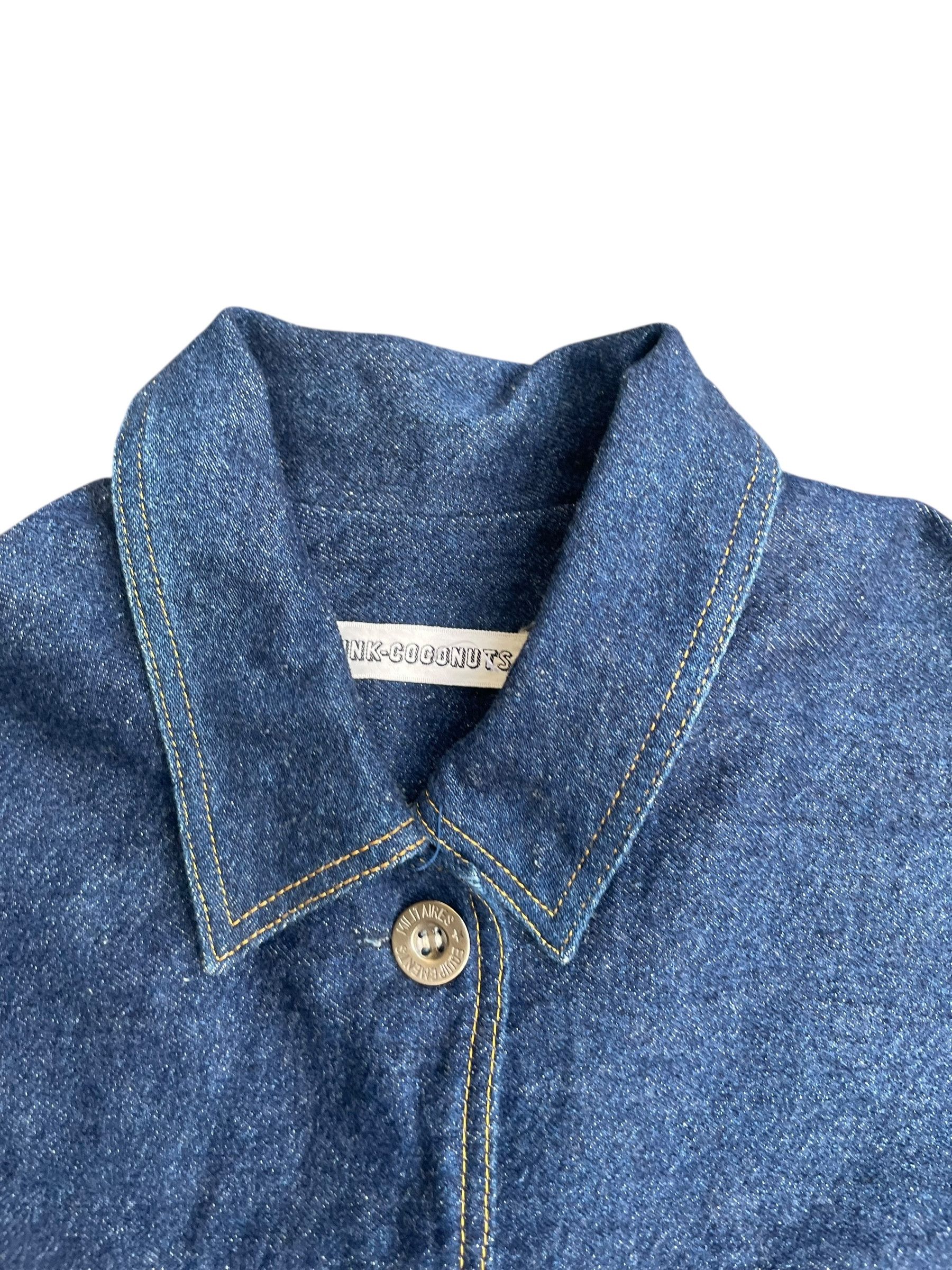Japanese Brand Pink Coconut Crop Top Denim Jacket Size L / US 10 / IT 46 - 4 Thumbnail