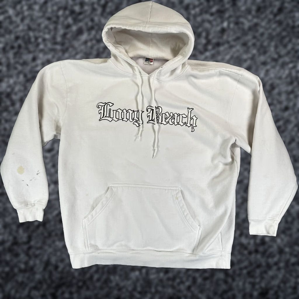 Vintage VINTAGE Long Beach California Hoodie Mens 2XL White Fleece Pullover Sweatshirt Size US XXL / EU 58 / 5 - 1 Thumbnail