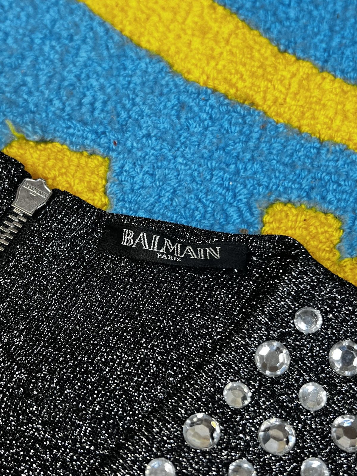 Balmain Balmain Metallics Lurex Knit Crystal Embellished Mini Dress Size M / US 6-8 / IT 42-44 - 13 Thumbnail