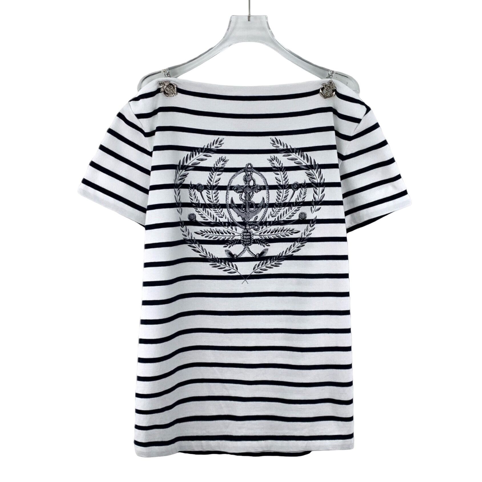 Louis Vuitton Louis Vuitton Striped Anchor Graphic T-Shirt M Size M / US 6-8 / IT 42-44 - 1 Thumbnail