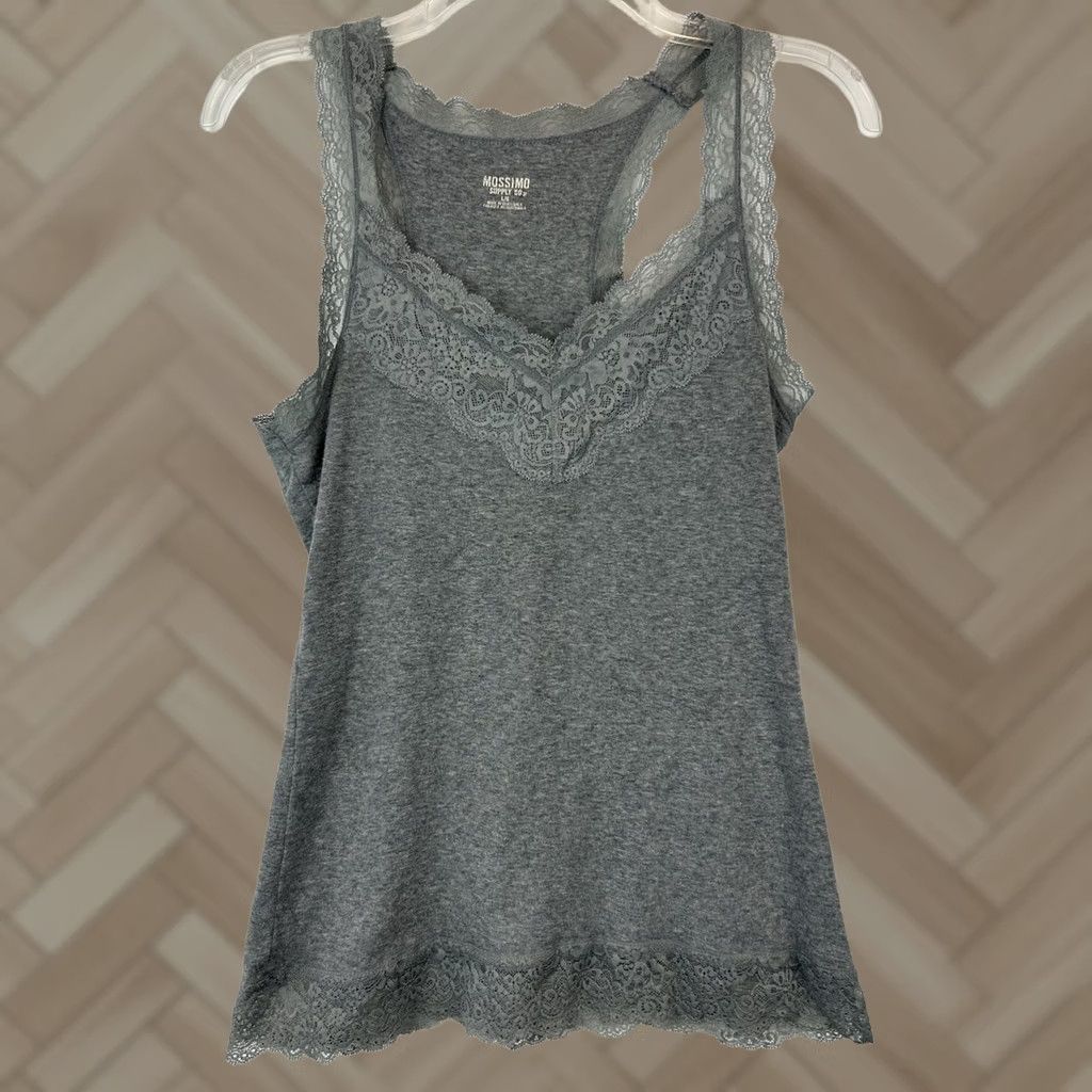 Gap VINTAGE Y2K Gap Tank Top Lace Camisole Womens Large Gray Bella Swan Festival Grunge Goth Size L / US 10 / IT 46 - 1 Thumbnail
