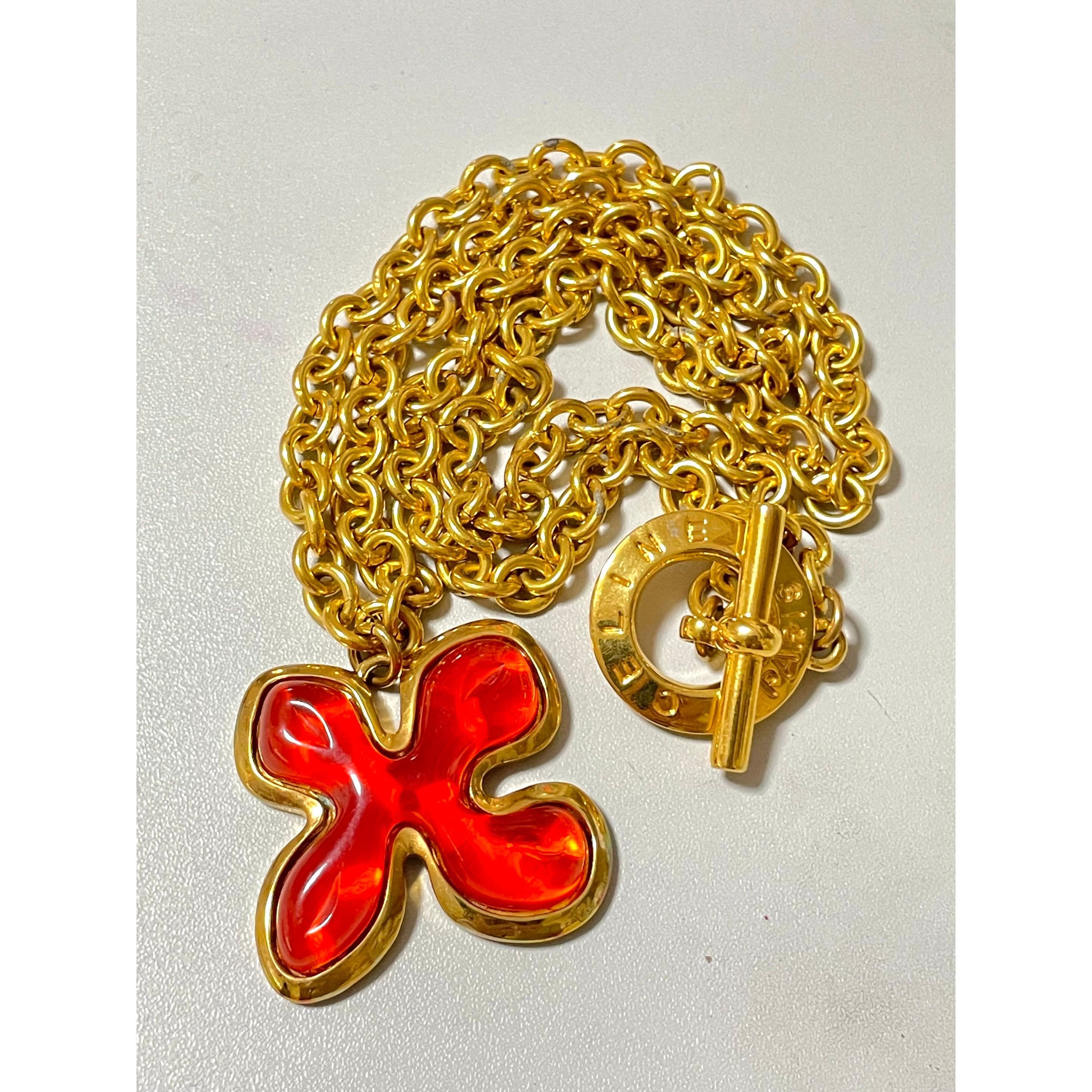 Celine Vintage Celine thick gold chain necklace with flower top Size ONE SIZE - 8 Thumbnail