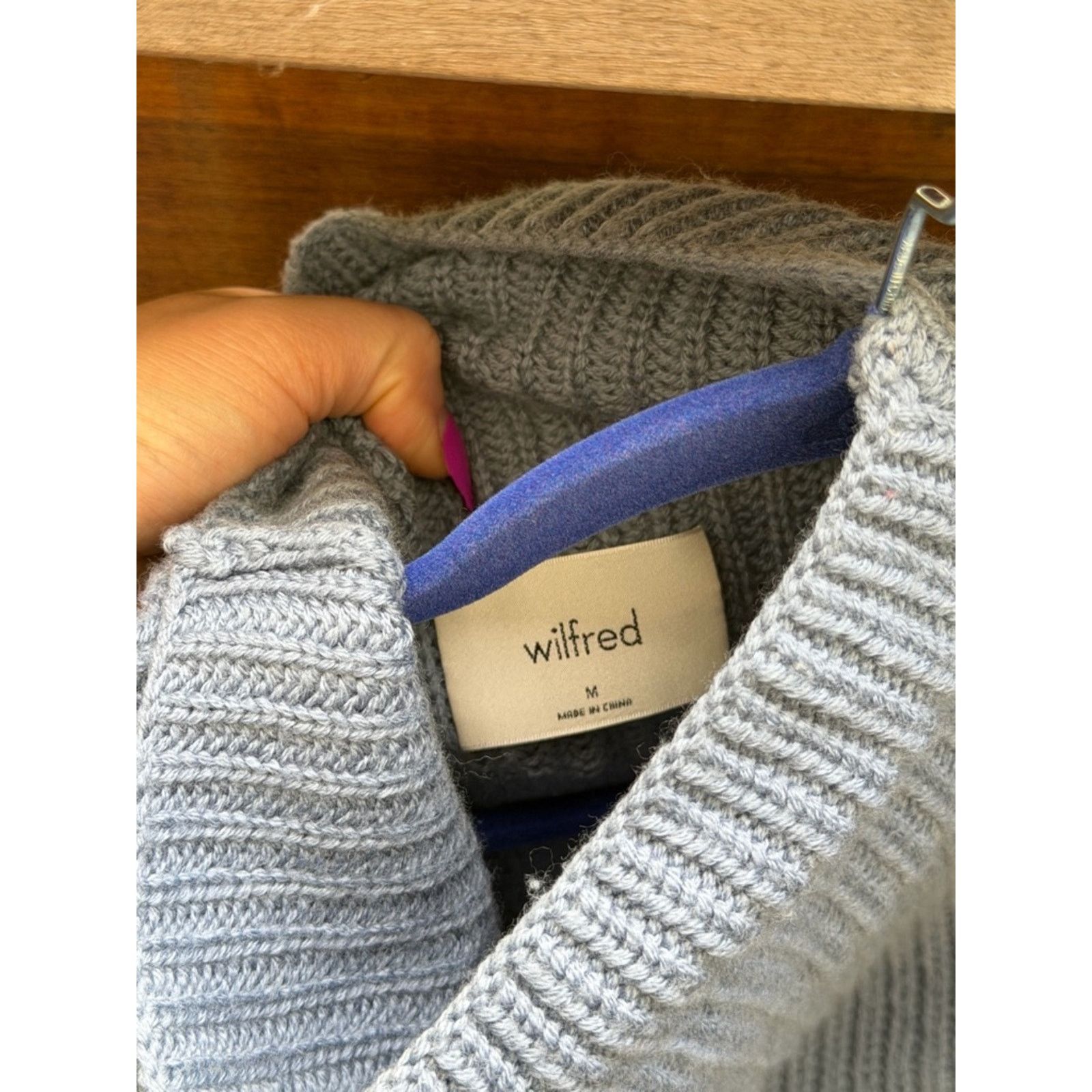 Aritzia Wilfred Aritzia Blue Chunky Knit Turtleneck Sweater Size M Size M / US 6-8 / IT 42-44 - 4 Thumbnail