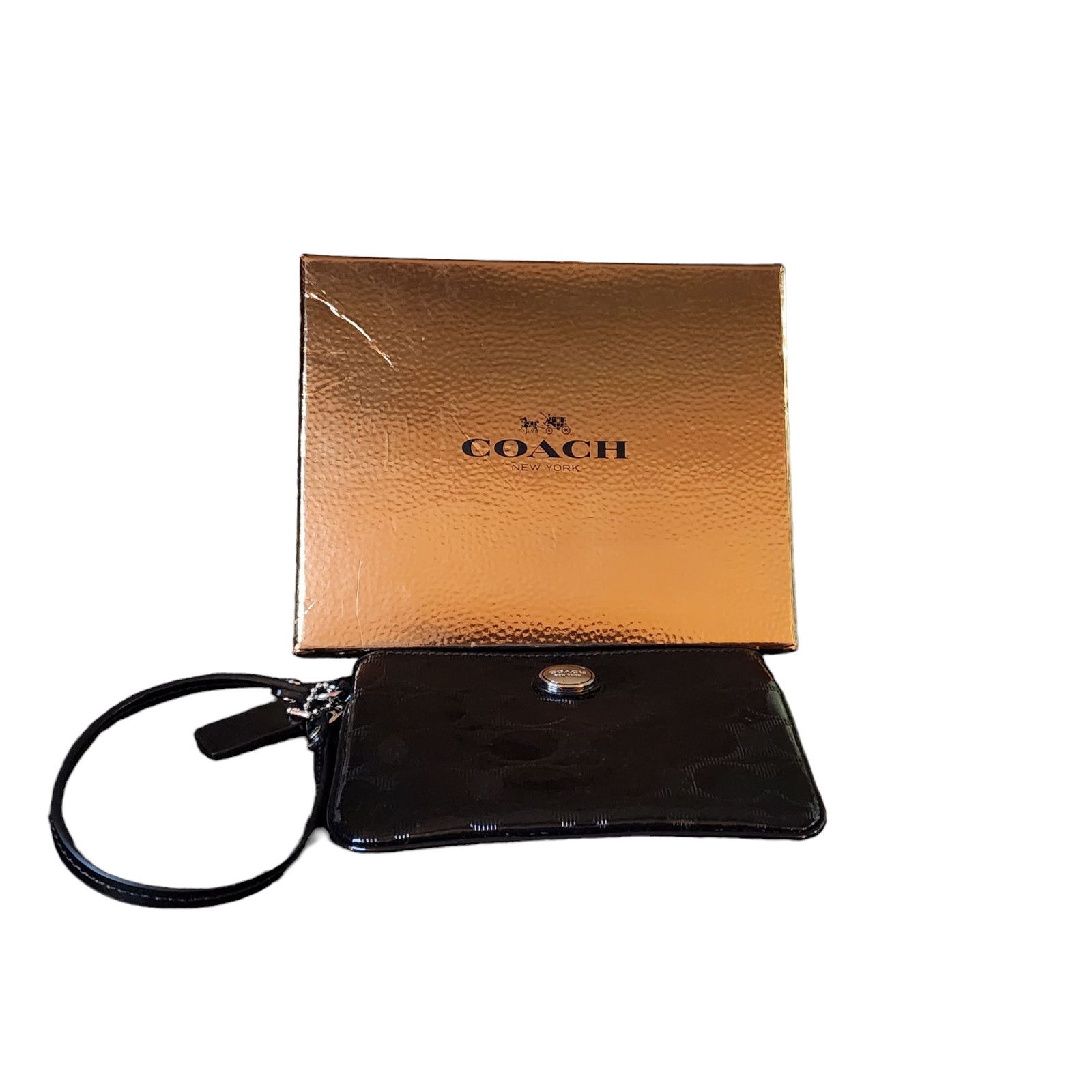 Coach COACH BLACK EMBOSSED PATENT F52282 SMALL WRISTLET PURSE Size ONE SIZE - 6 Thumbnail
