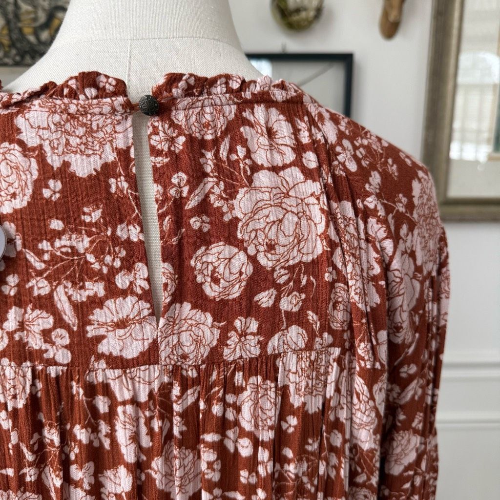 Other NWT Knox Rose Cave Long Sleeve Smocked Peasant Dress Rust Br Size XXL / US 16-18 / IT 52-54 - 8 Thumbnail