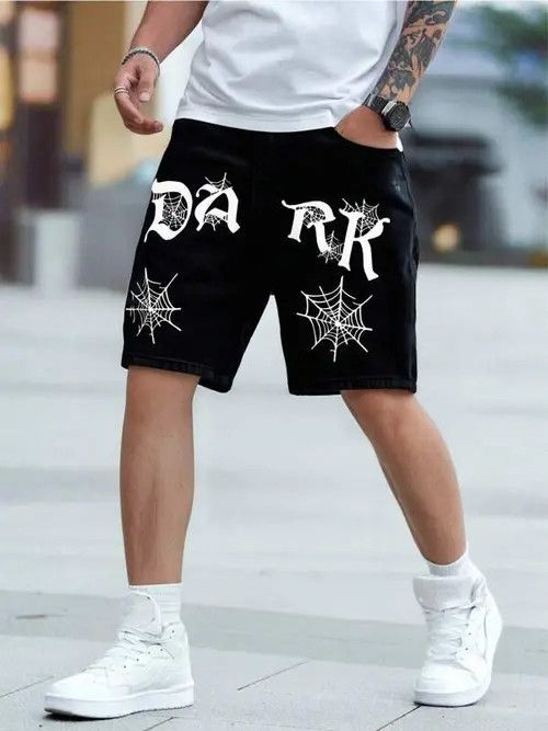 Jean VINTAGE graphic Y2K DRIP denim shorts Size US 34 / EU 50 - 3 Thumbnail