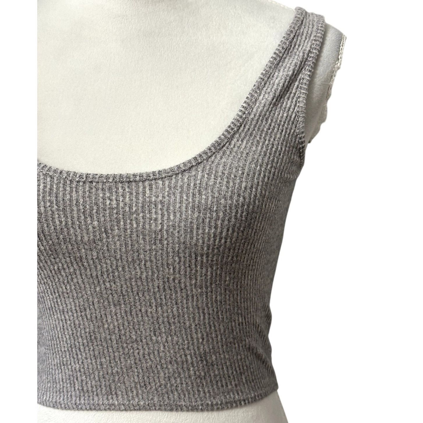 Other Open Edit Crop Top Marled Sleeveless Scoop Neck Gray S NWOT Size S / US 4 / IT 40 - 3 Thumbnail