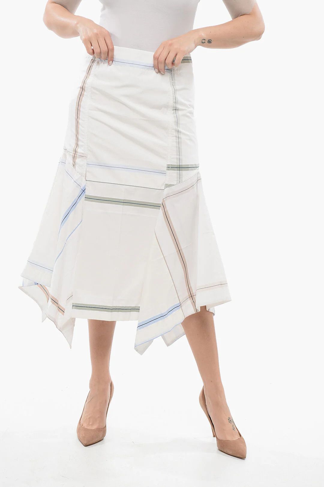Bottega Veneta og1mm0426 Flared Skirt in White Size 26" / US 2 / IT 38 - 1 Thumbnail