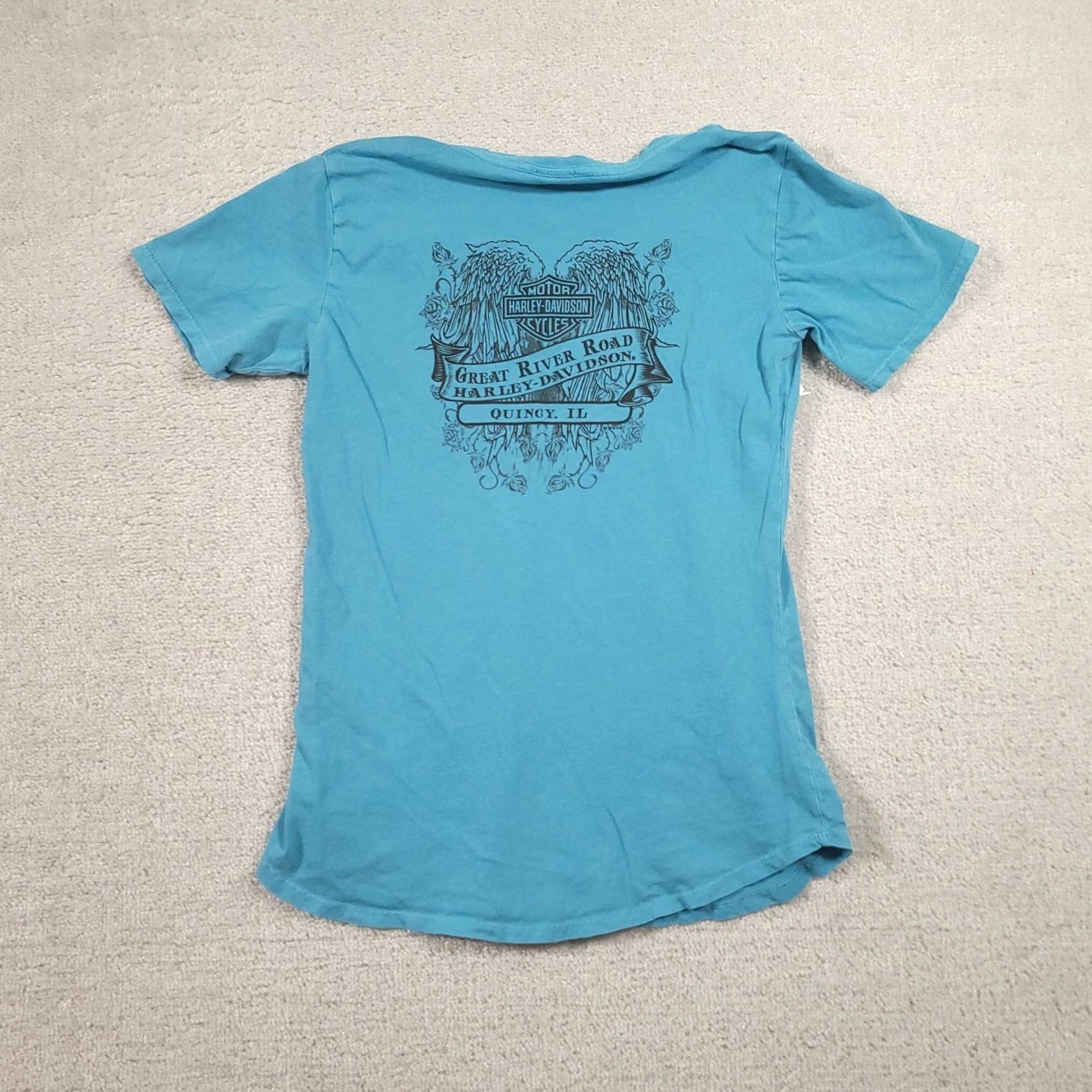Harley Davidson Harley-Davidson Shirt Womens Small Blue Graphic Tee Top Embellished Size S / US 4 / IT 40 - 7 Thumbnail