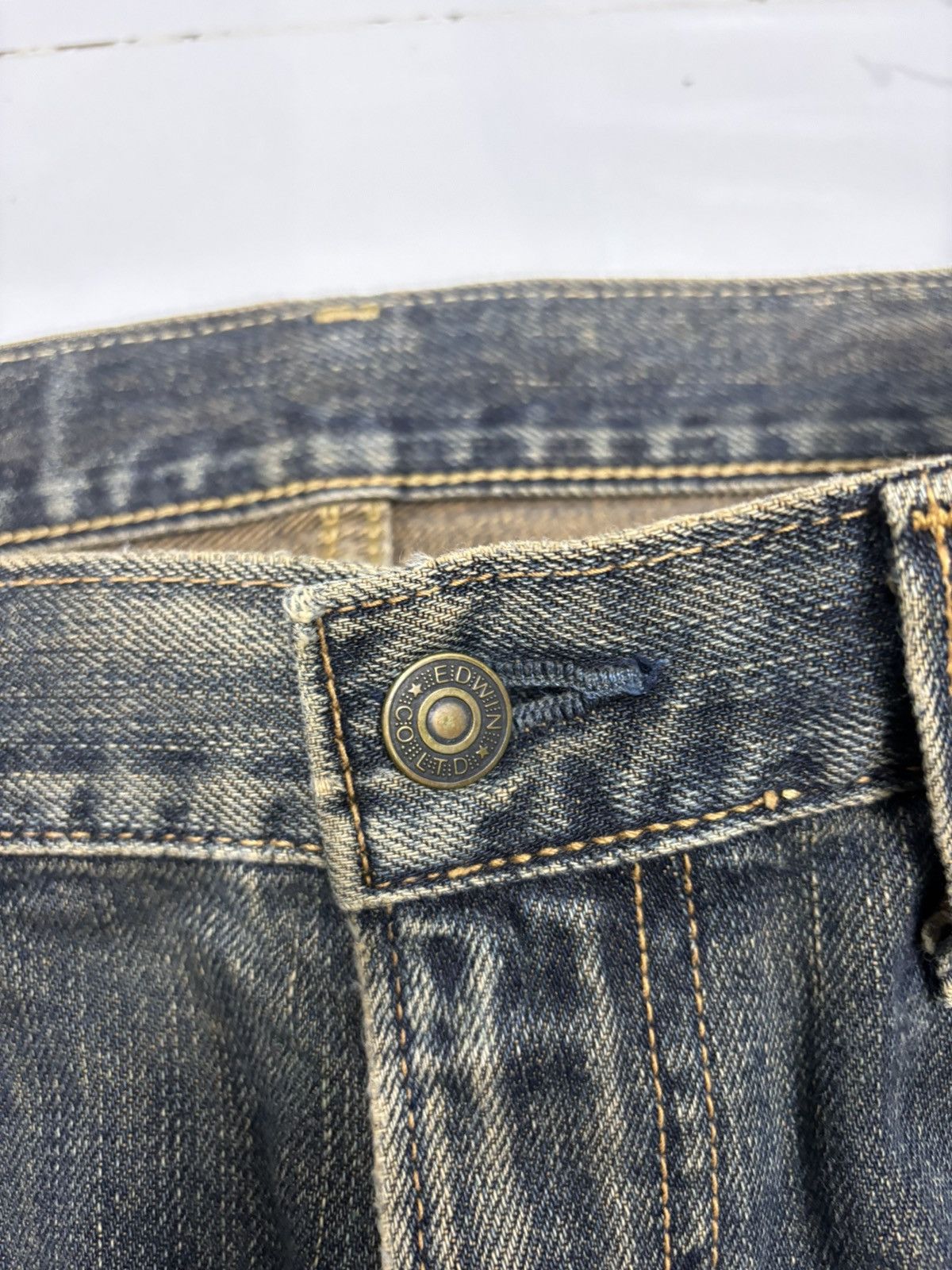 Edwin 🔥DISTRESSED DENIM EDWIN 404 MUD WASH REGULAR BAGGY JEANS Size US 36 / EU 52 - 9 Thumbnail