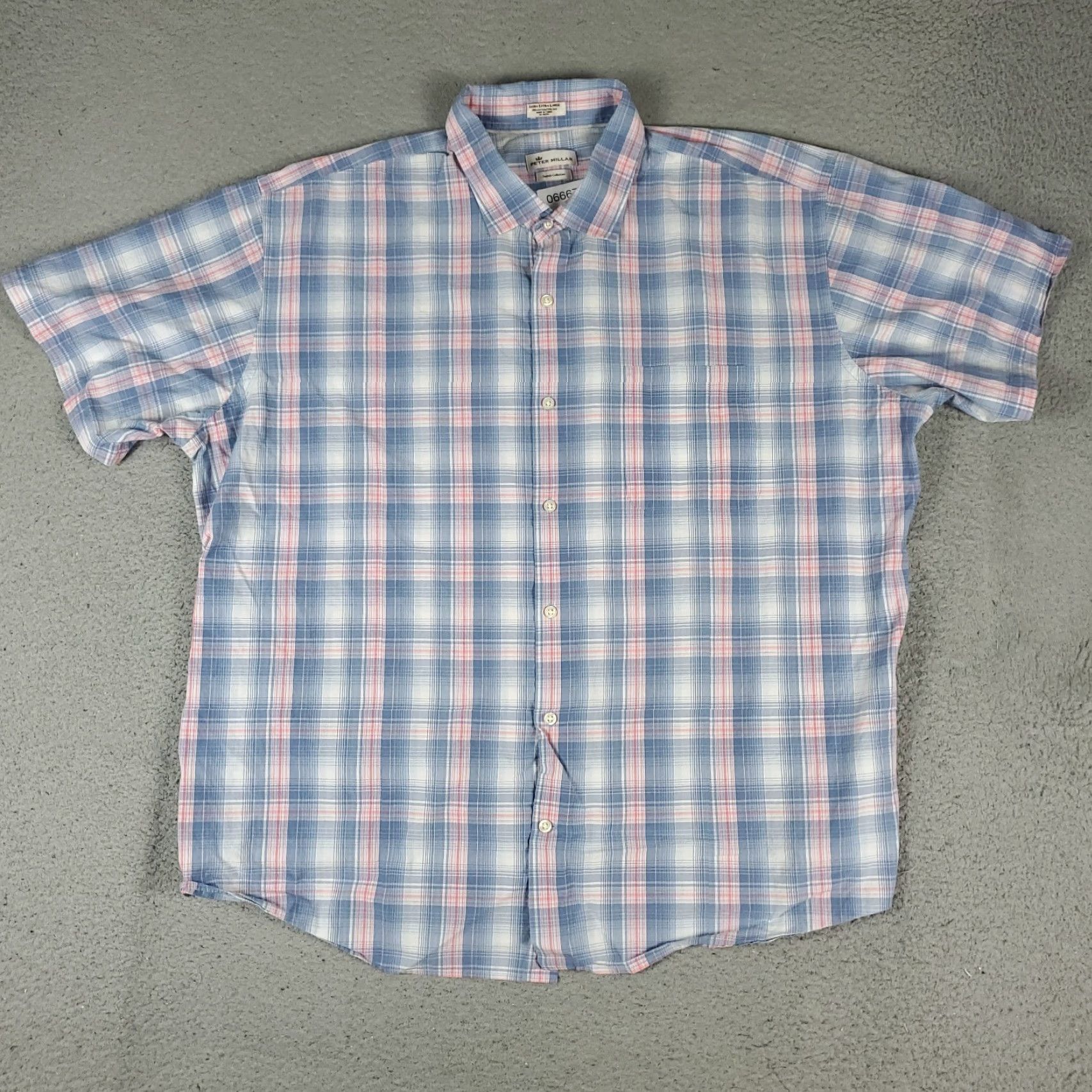 Peter Millar Peter Millar Shirt Mens 2XL Blue Plaid Casual Button Up Short Sleeve Shirt Mens Casual Button-Up 2XL Blue Plaid Peter Millar Size US XXL / EU 58 / 5 - 2 Thumbnail
