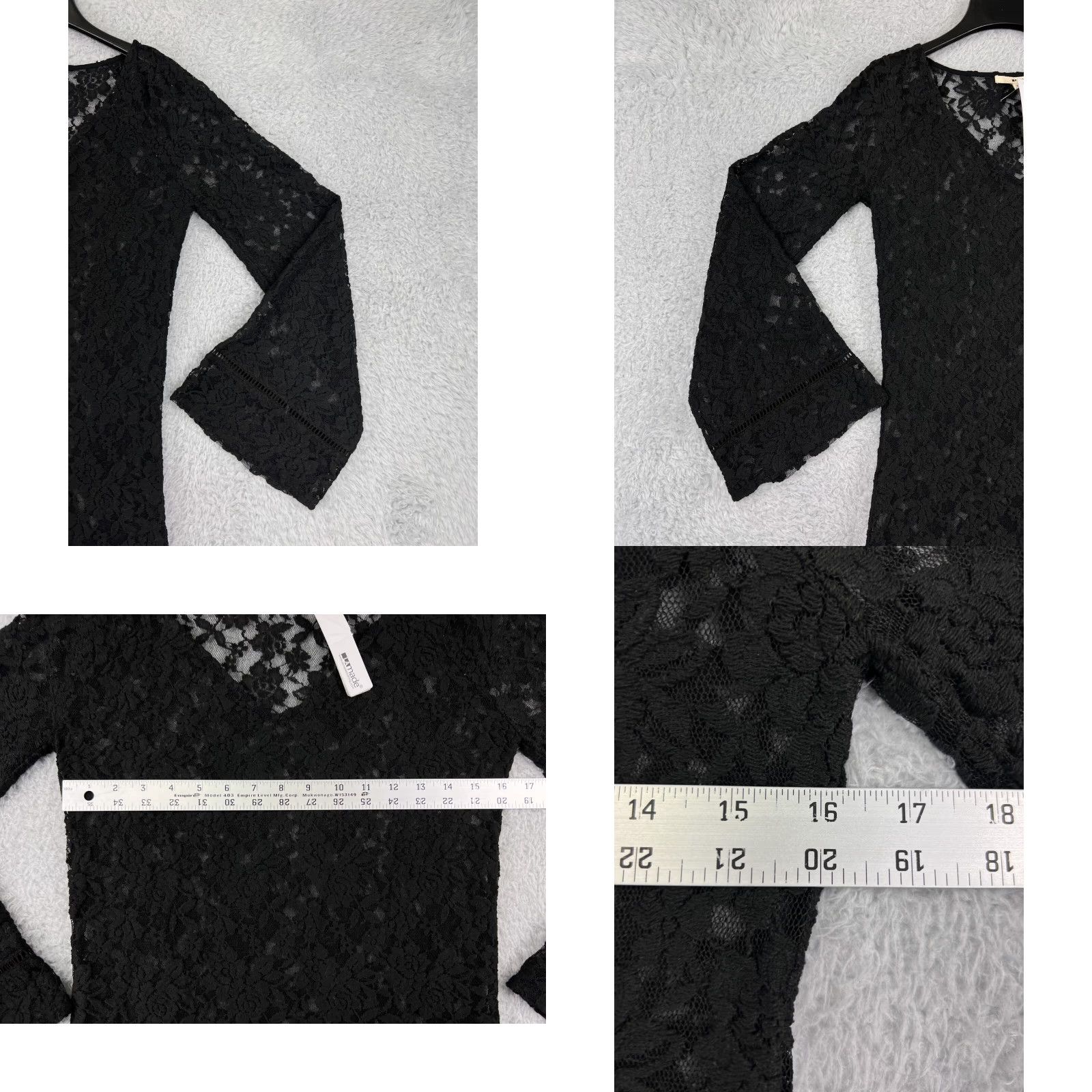 Vintage VINTAGE LA Made Womens Blouse Long Sleeve V-Neck Lace Overlay Floral Small Black Casual Shirt Adult Oktoberfest Dress UpWeekend Wear Size S / US 4 / IT 40 - 8 Thumbnail