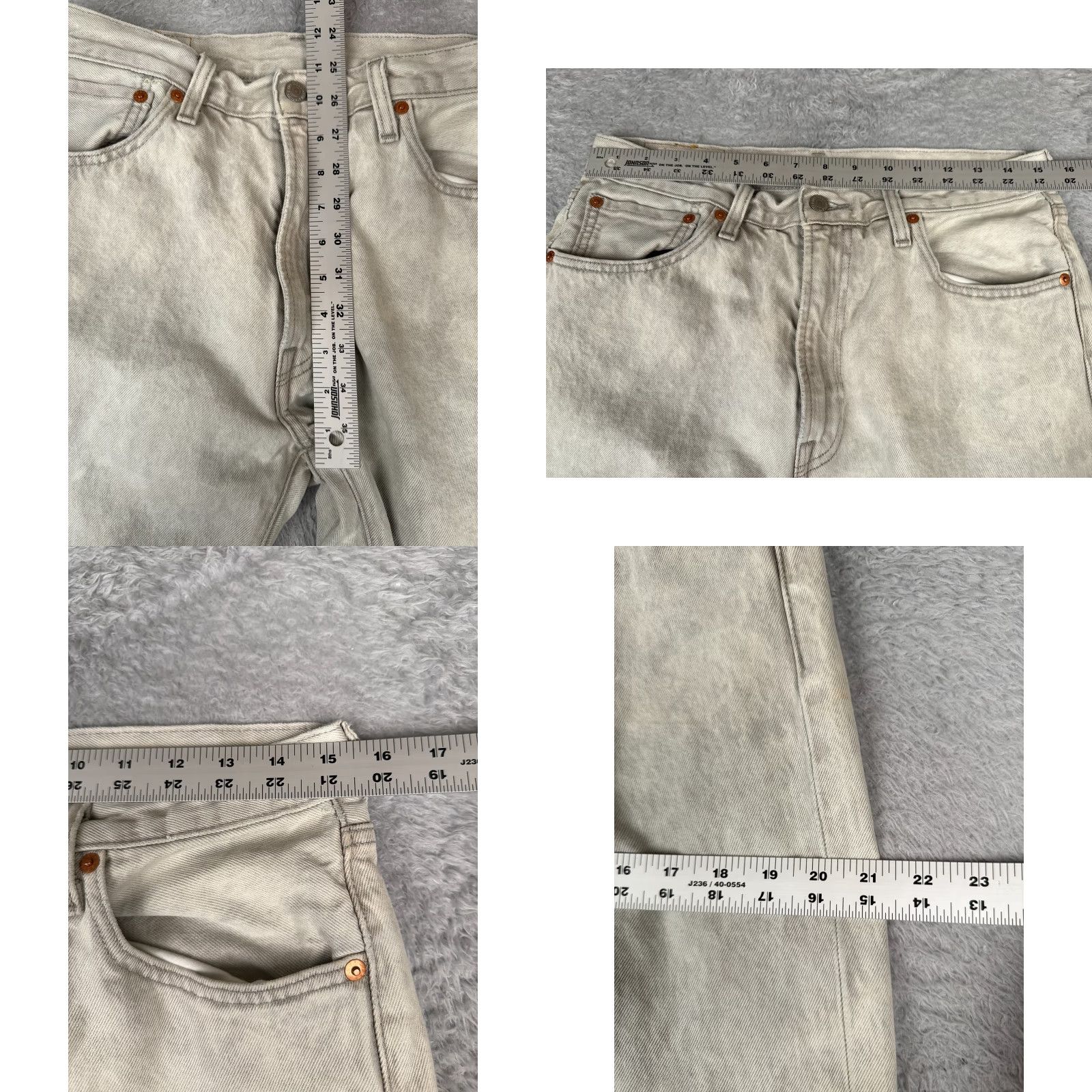 Levi's VINTAGE Levis Jeans Men 32 Gray Denim Straight Leg Premium 551 z Big E Acid Wash 32x30 Size US 32 / EU 48 - 9 Thumbnail