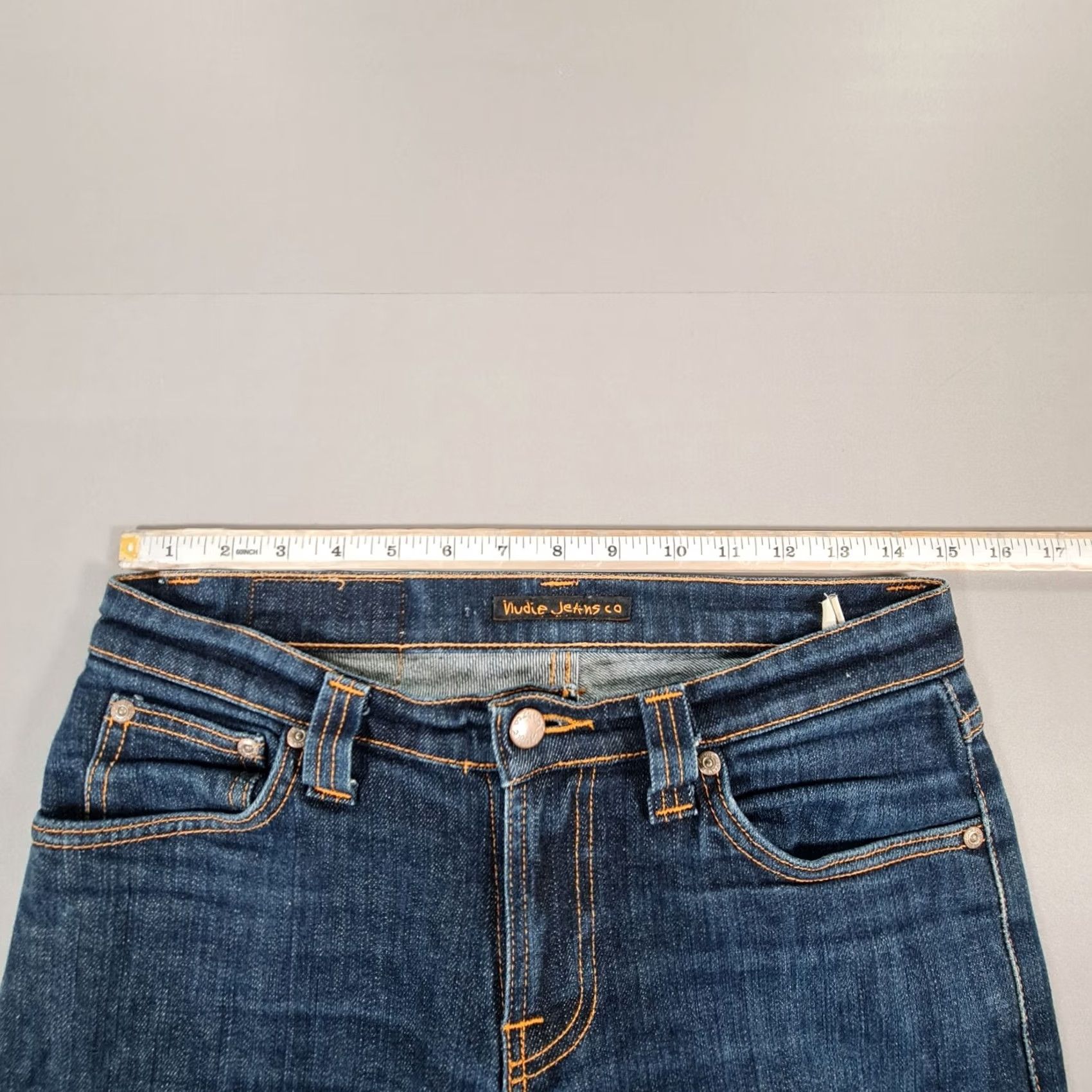 Denime Nudie Womens Jeans Blue W29 L33 Super Slim Fit Stretch Denim Low Rise Jeans Womens Slim Blue 90s? Size 29" - 5 Thumbnail
