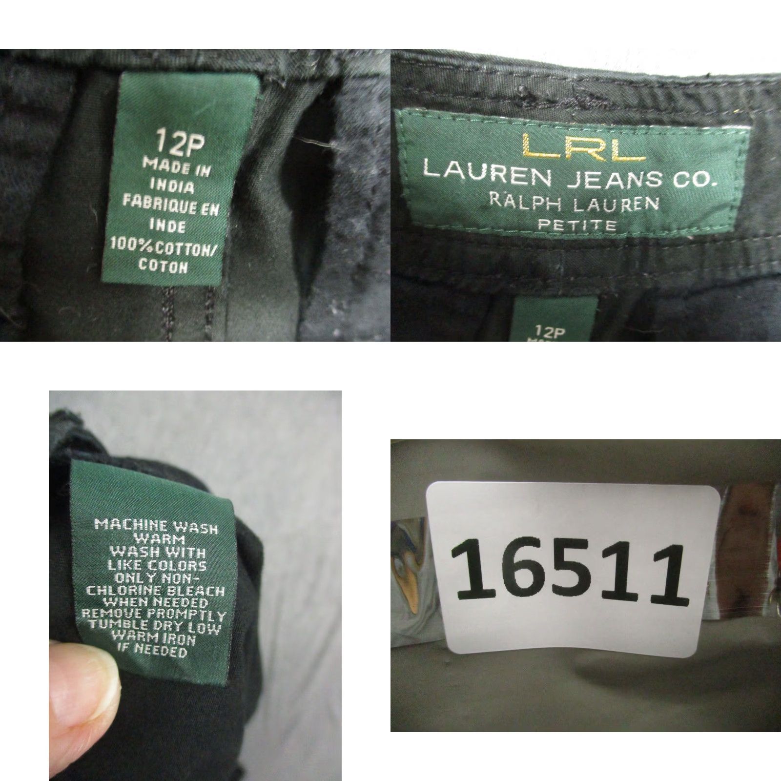 Ralph Lauren Lauren Jeans Co Shorts Womens 12P Petite Black Flat Front Chino Casual Classic Twill 100% Cotton Size 34" / US 12 / IT 48 - 8 Thumbnail
