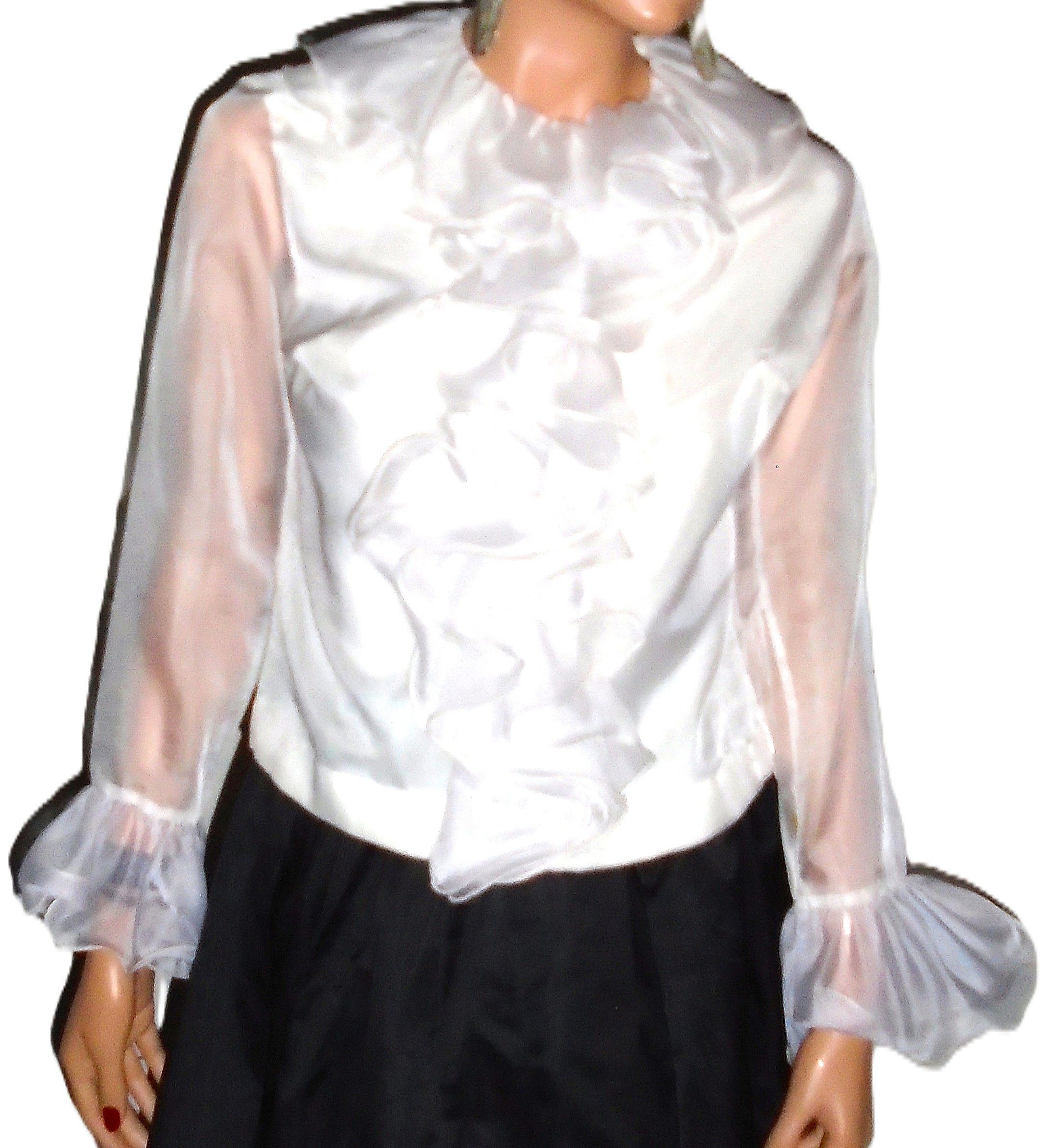 Vintage Vintage Camilla 60s White Ruffled Chiffon Blouse M Size M / US 6-8 / IT 42-44 - 2 Thumbnail