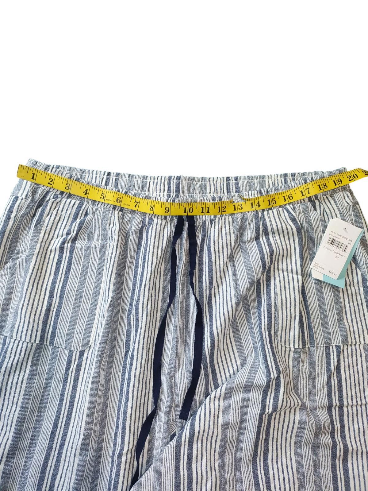 Unknown London C. D. Daniels Women's Striped Cropped Pants with Drawstring Size 42" / US 20 - 5 Thumbnail