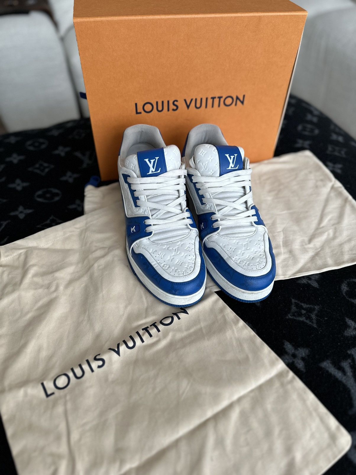 Louis Vuitton Louis Vuitton Trainer Sneaker Blue VL0272 mini monogram#54 Size US 11 / EU 44 - 2 Thumbnail
