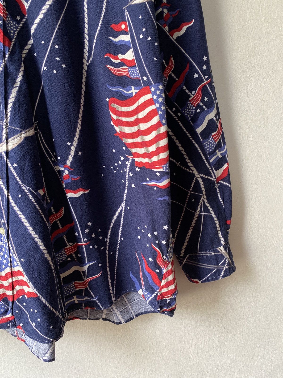 Polo Ralph Lauren × Ralph Lauren × Vintage Vintage Ralph Lauren American Flag Fullprint Button Up Shirt Size US XXL / EU 58 / 5 - 5 Thumbnail