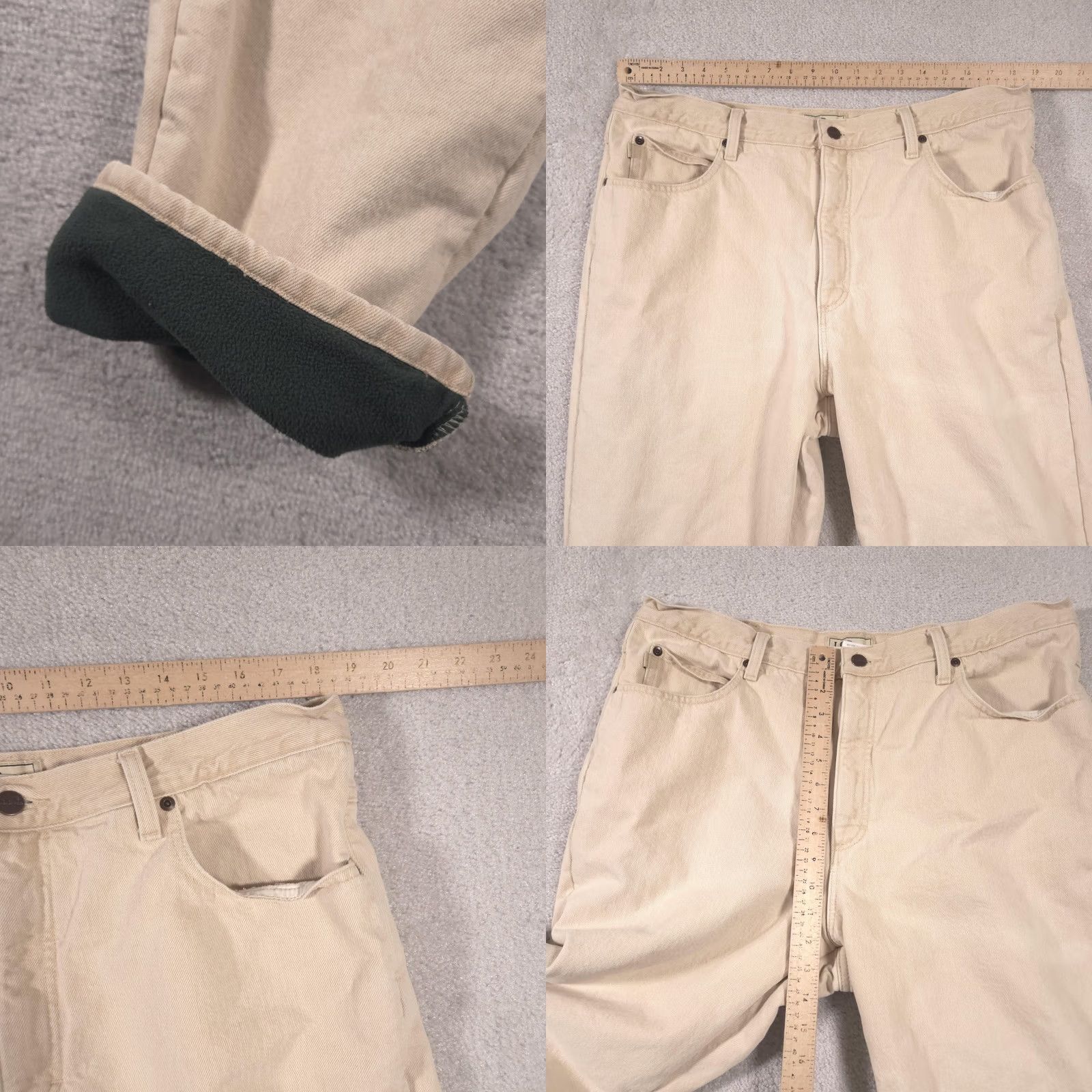 Vintage L.L.Bean Jeans Mens 38x32 Tan Classic Fit Fleece Lined Workwear Winter Warm Jeans Size US 38 / EU 54 - 8 Thumbnail