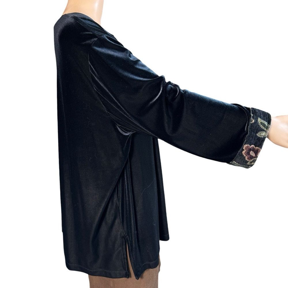Other Vintage Fenini Black Velvet 3/4 Sleeve Top Size 2X Size XXL / US 16-18 / IT 52-54 - 2 Thumbnail
