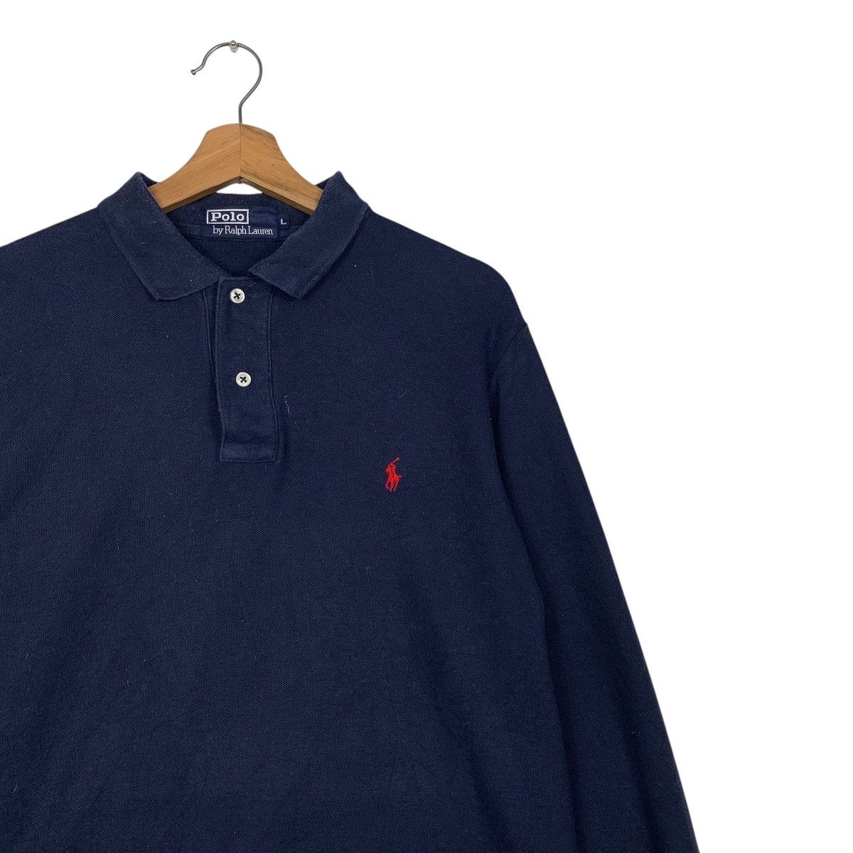Polo Ralph Lauren 90s POLO RALPH LAUREN Navy Long Sleeve Polo Shirt #2851-C128 Size US L / EU 52-54 / 3 - 4 Thumbnail