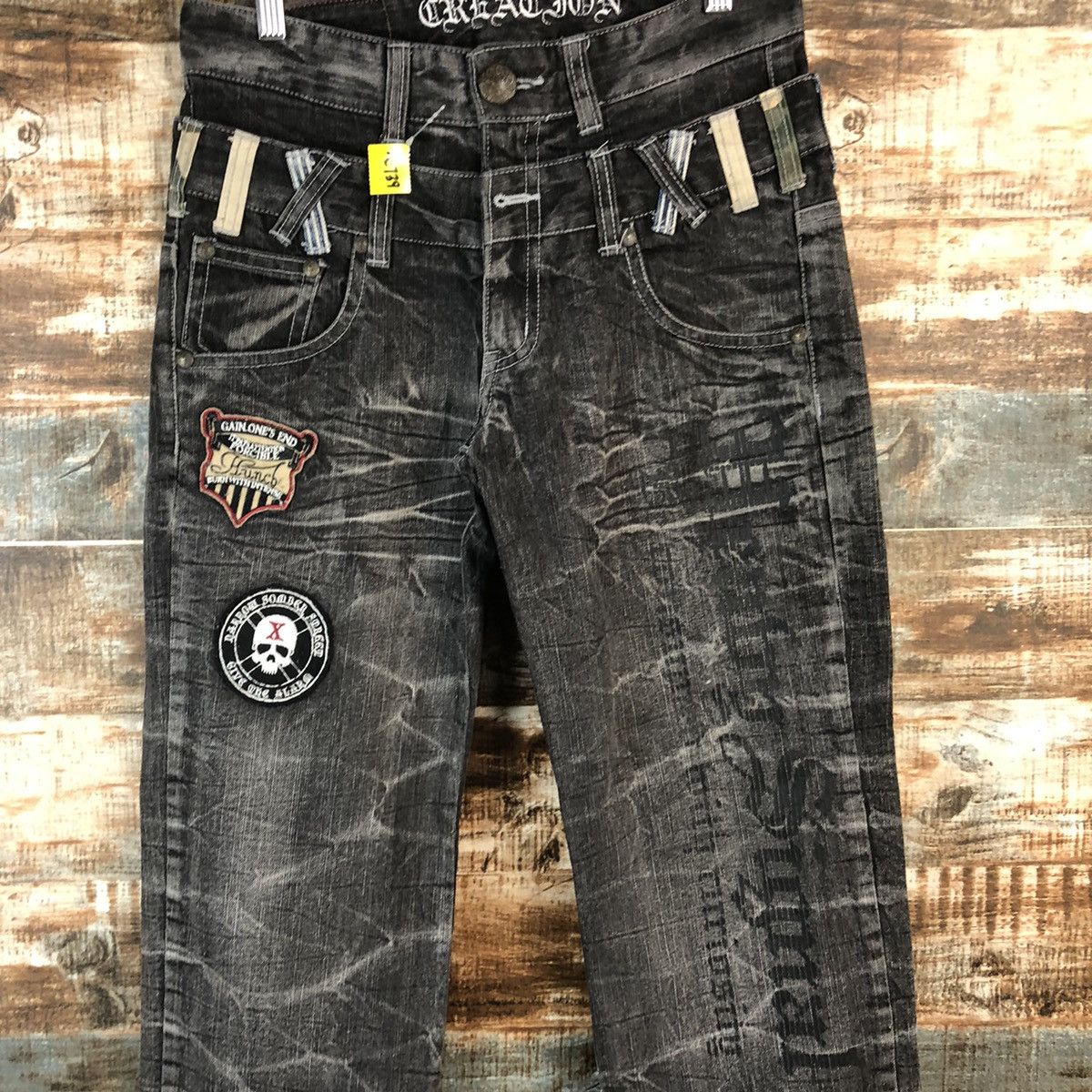 Japanese Brand DL Deluxe Black double waist rapper Denim Pants #C739 Size US 30 / EU 46 - 5 Thumbnail