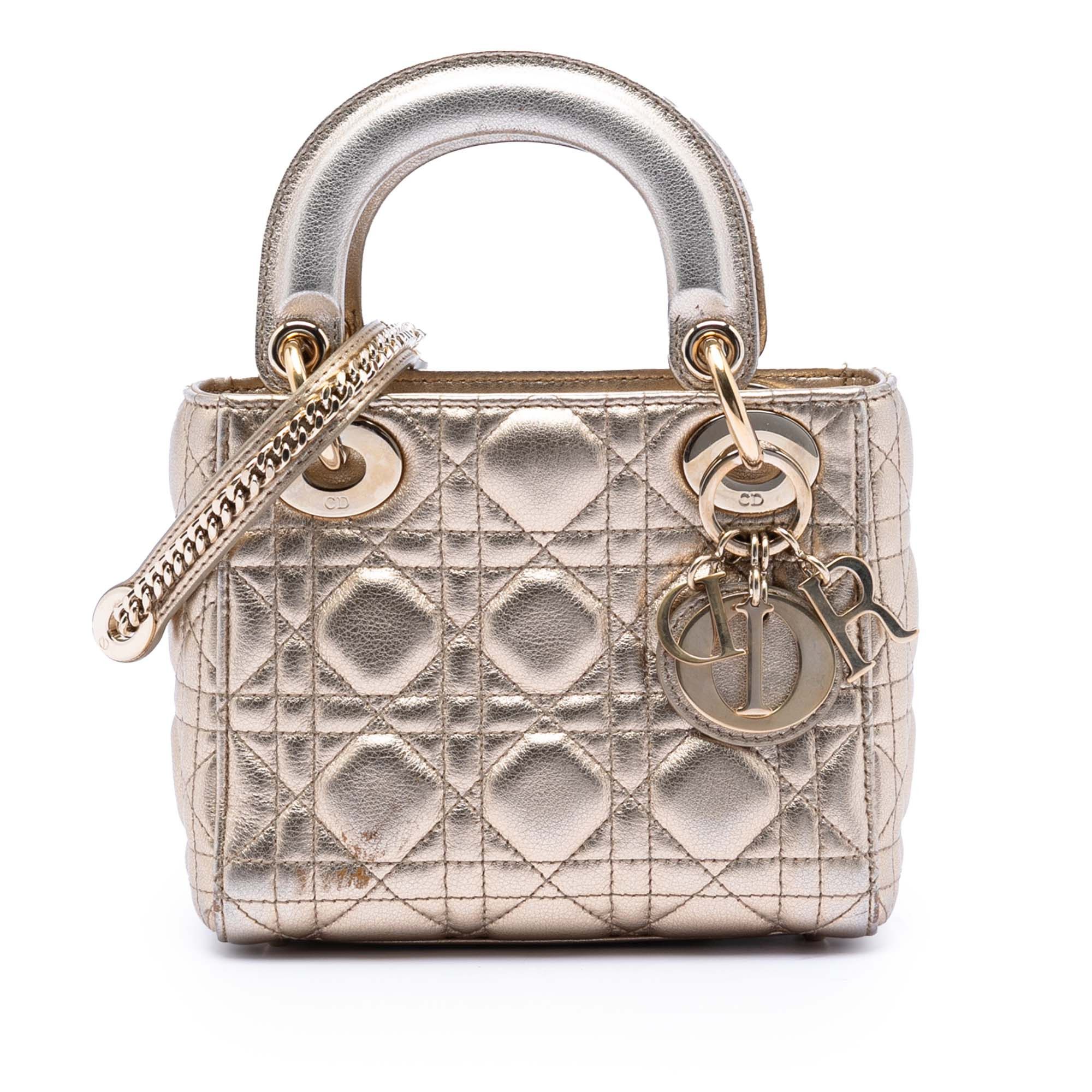 Dior Mini Metallic Lambskin Cannage Lady Dior Size ONE SIZE - 1 Thumbnail