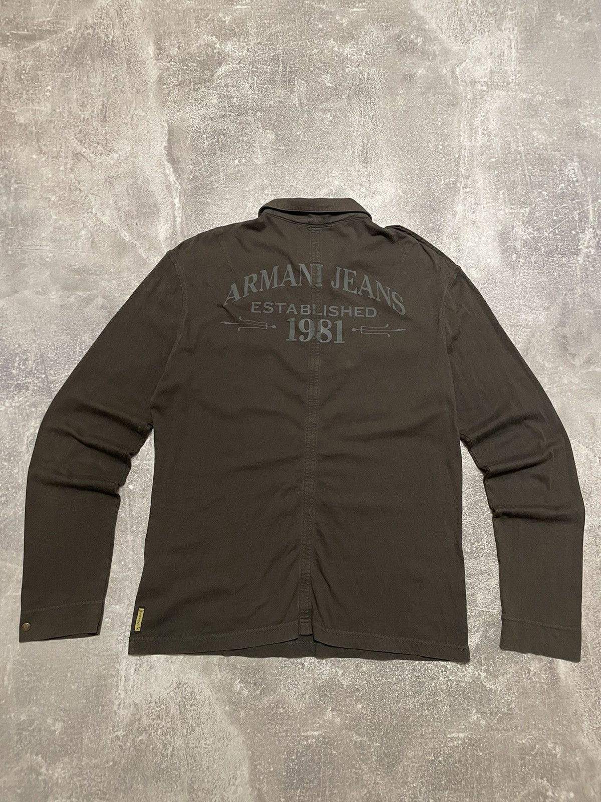 Armani × Vintage Vintage Armani Jeans Long Sleeve Shirt Big Logo Size US L / EU 52-54 / 3 - 1 Thumbnail