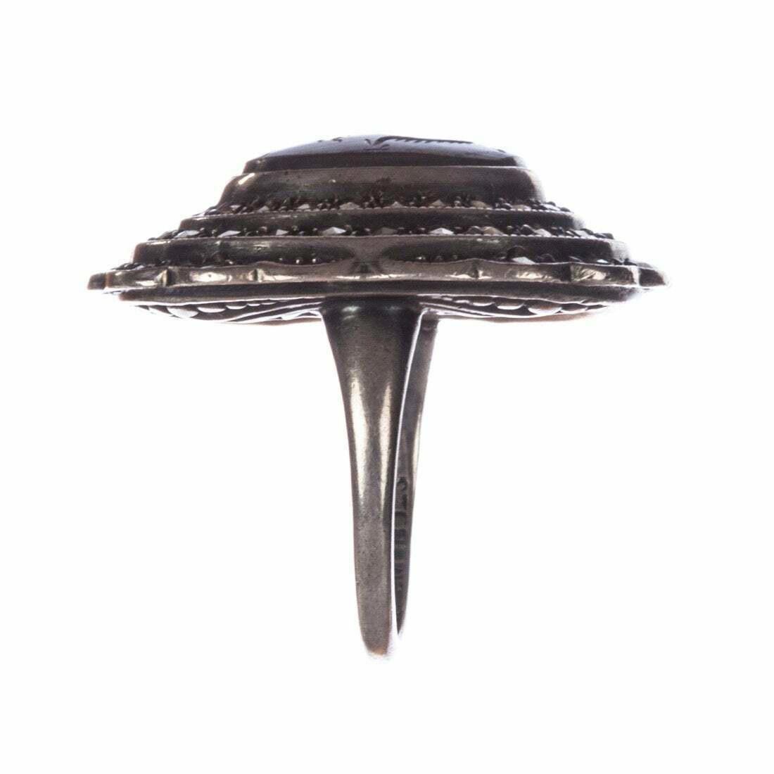 Designer Sterling Perseus Carved Hematite Intaglio Marcasite Ring Size ONE SIZE - 5 Thumbnail
