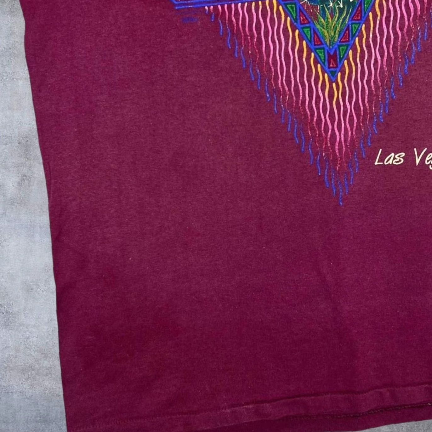 Vintage Vintage Oneita Las Vegas Souvenir Graphic T-Shirt L Men Burgundy 90s 90's 1990s Short Sleeve Round Neck Graphic Print Size US L / EU 52-54 / 3 - 7 Thumbnail
