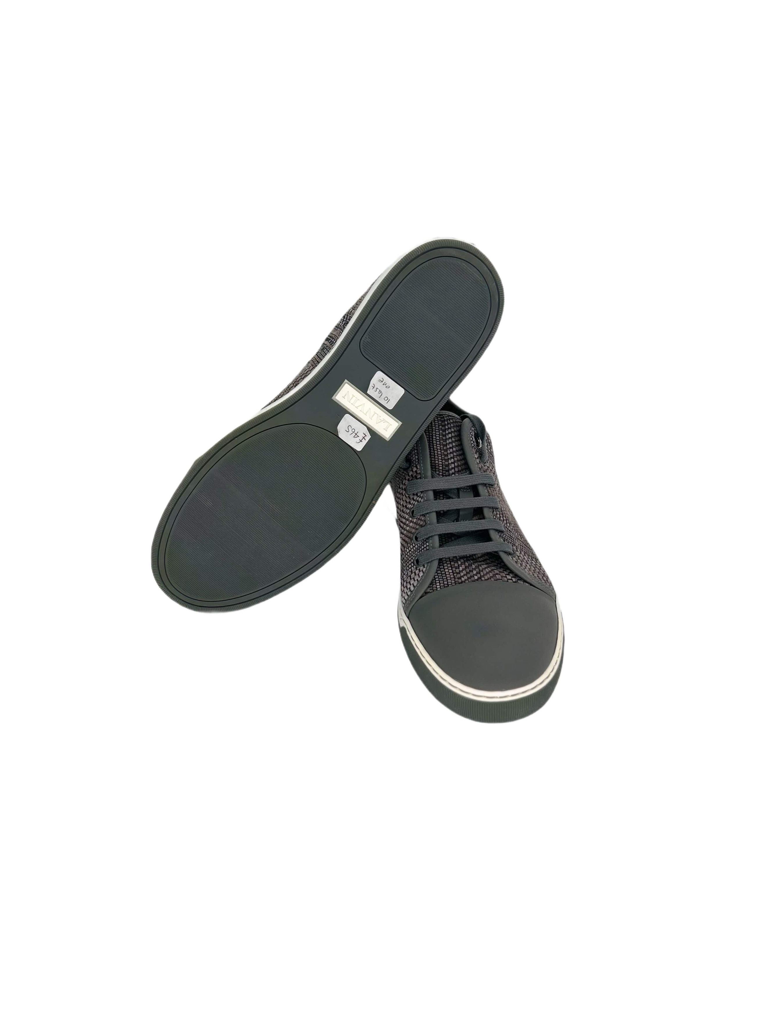 Lanvin Lanvin Grey Bi-Fabric Tennis Sneaker Size US 10 / EU 43 - 4 Thumbnail